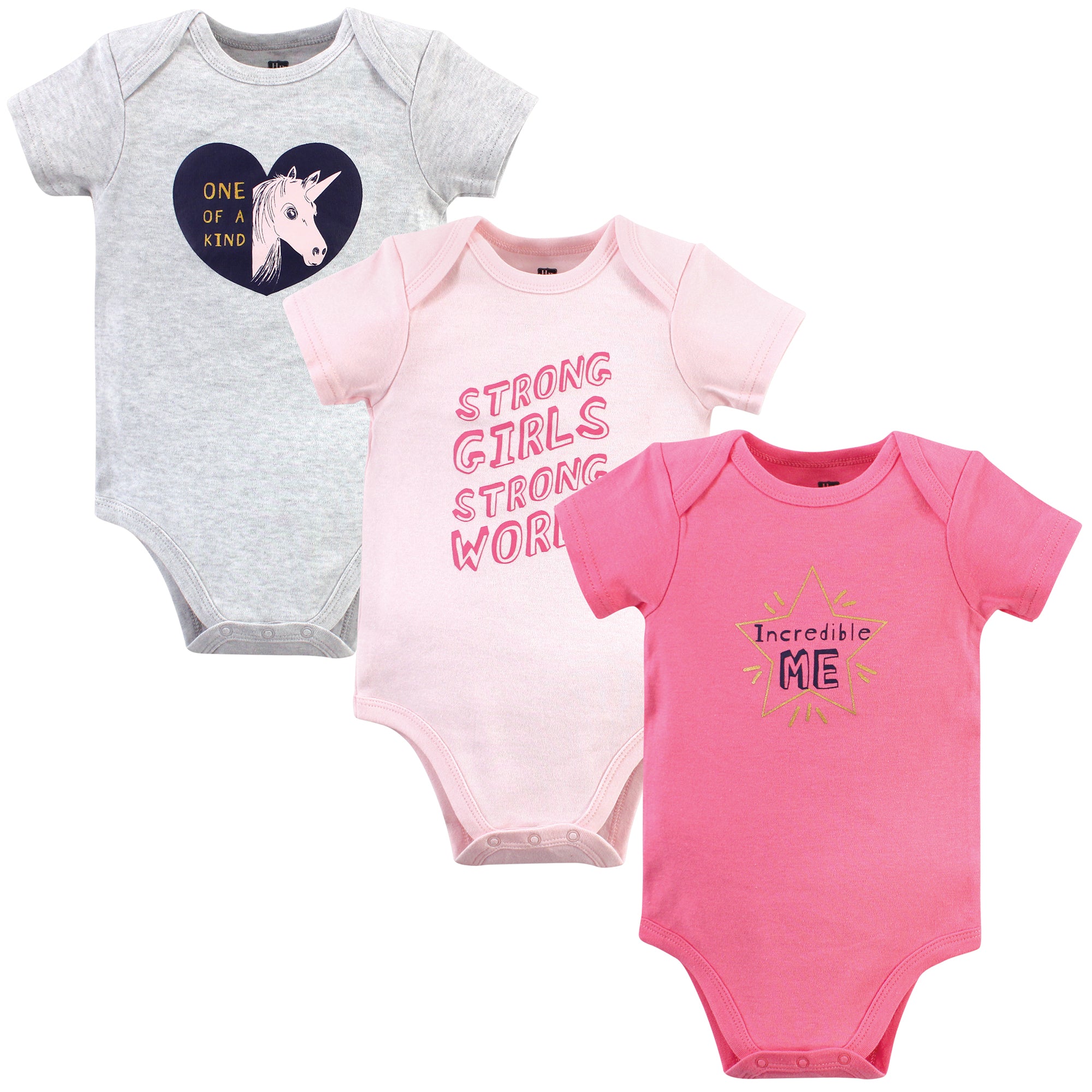 Girls Essentials Bodysuits 3-Pack, Amazing Blush
