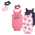 Girls Headband and Sleeveless Bodysuit Bundle, Blush Floral Navy
