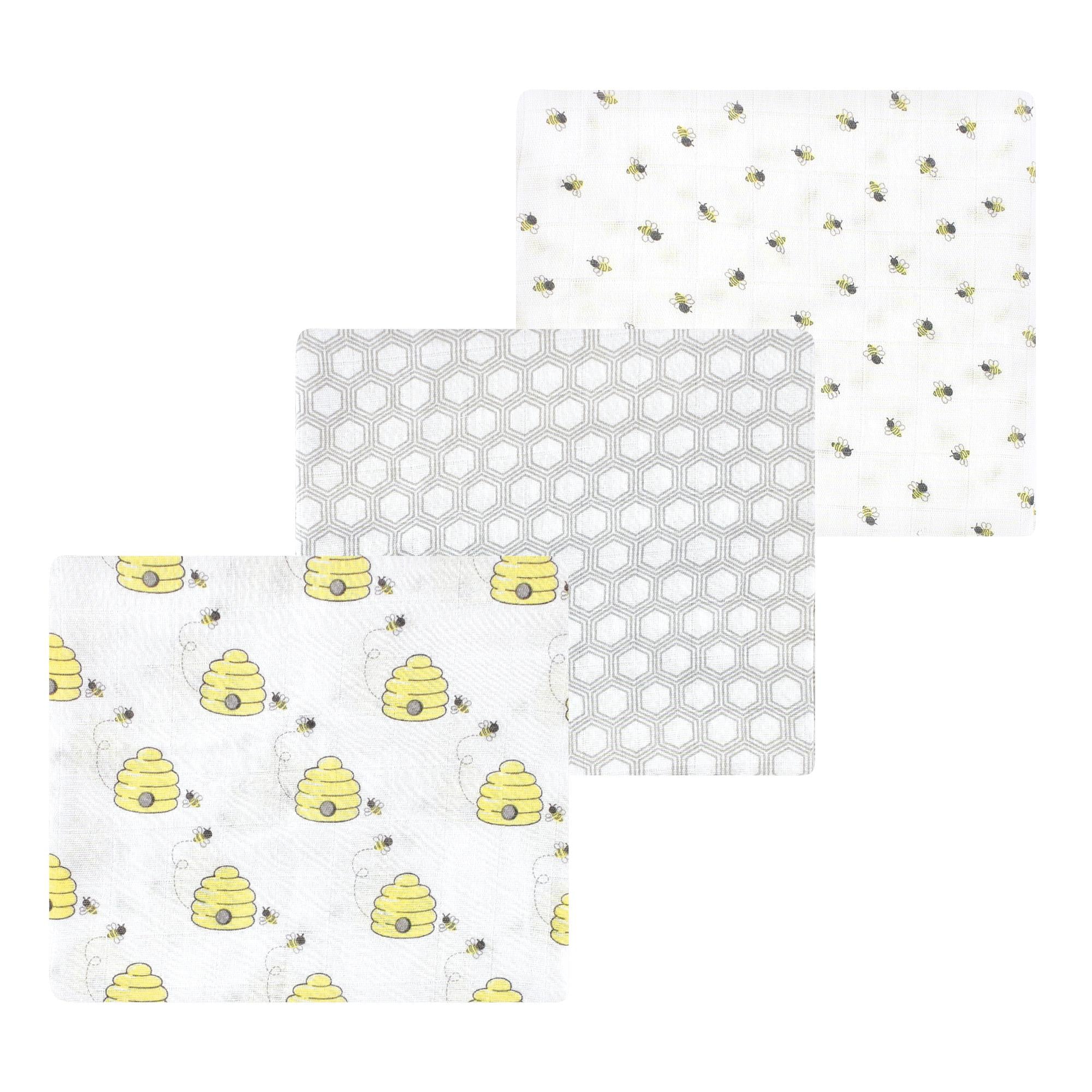 Unisex Breathable Muslin Swaddle Blankets, Honey Buzz