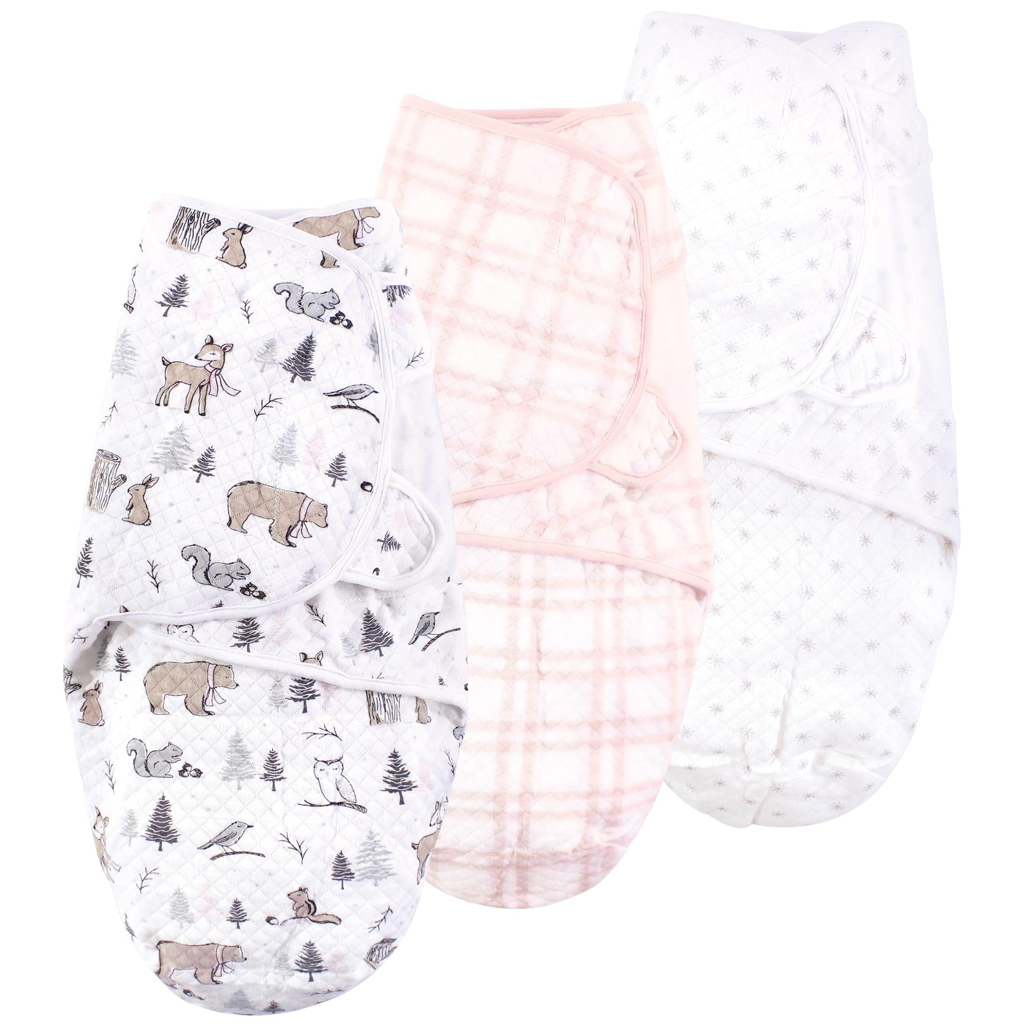 Girls Quilted Swaddle Blankets, Frosty Pine Grove