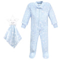 Boys Plush Jumpsuit with Matching Comfort Toy, Starlight Blue