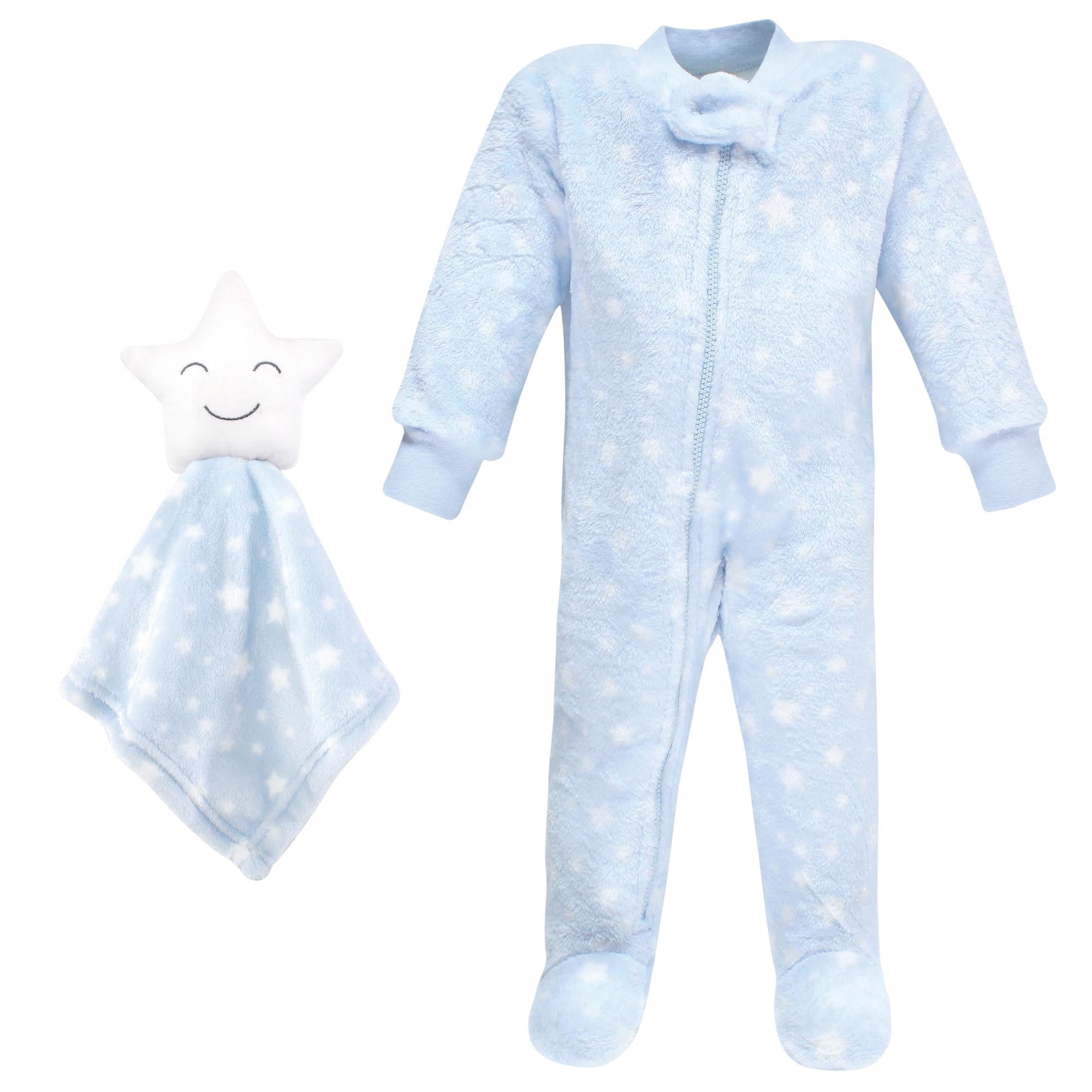 Boys Plush Jumpsuit with Matching Comfort Toy, Starlight Blue