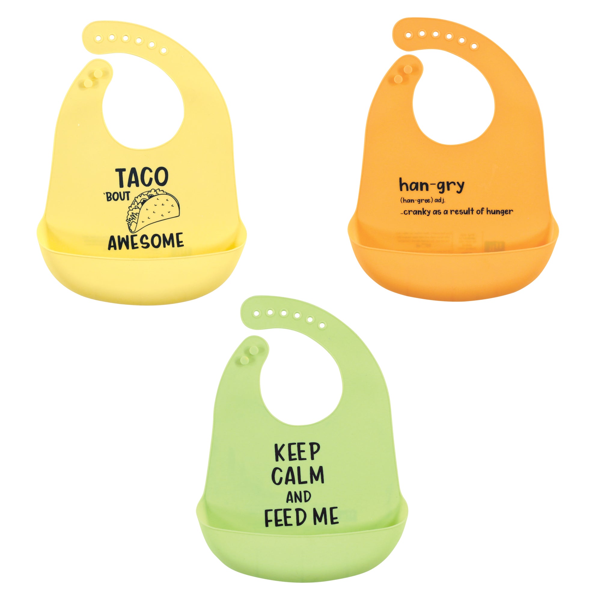 Unisex Silicone Wipe-Clean Bibs, Golden Grump