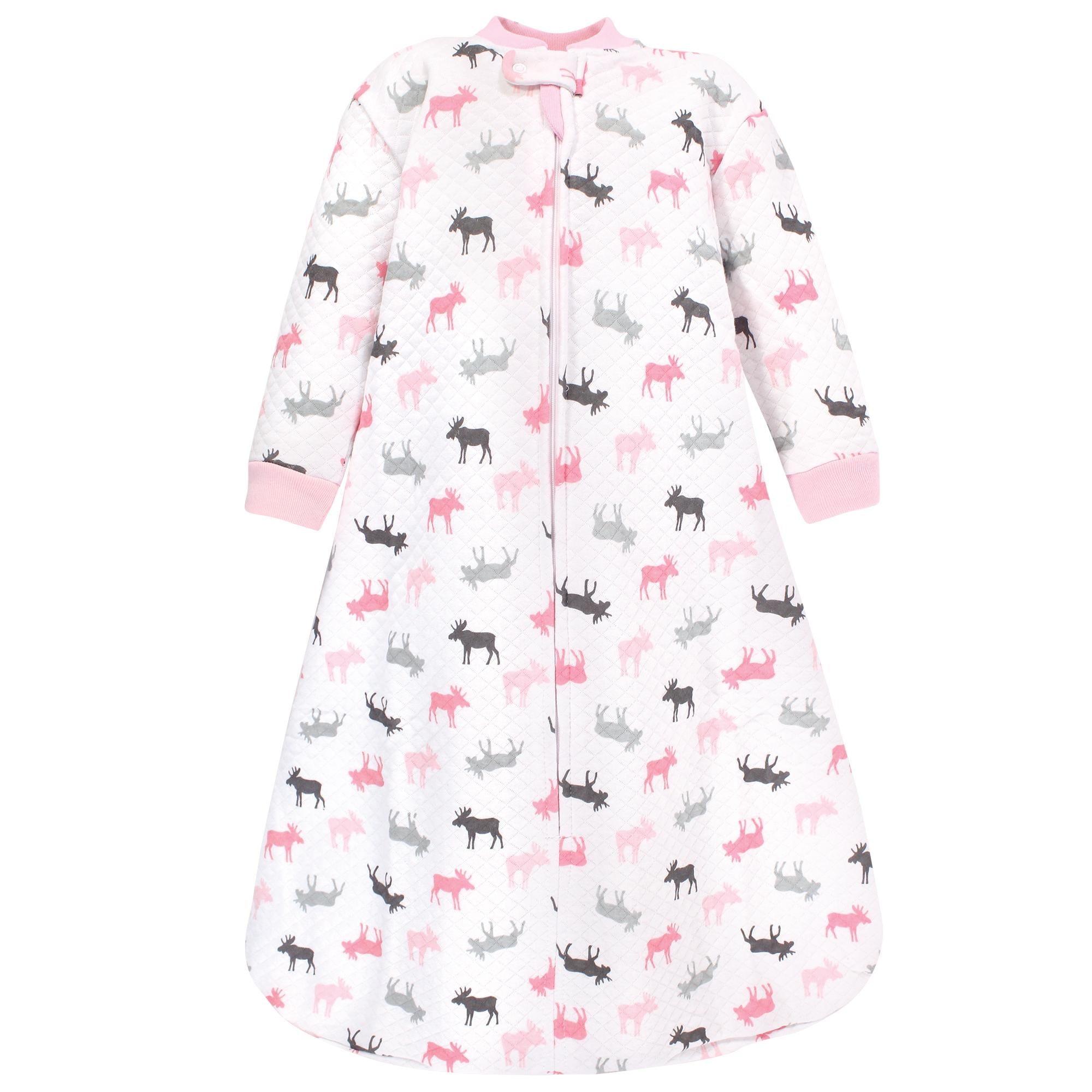 Girls Quilted Long Sleeve Sleep Sack, Blush Forest Friend