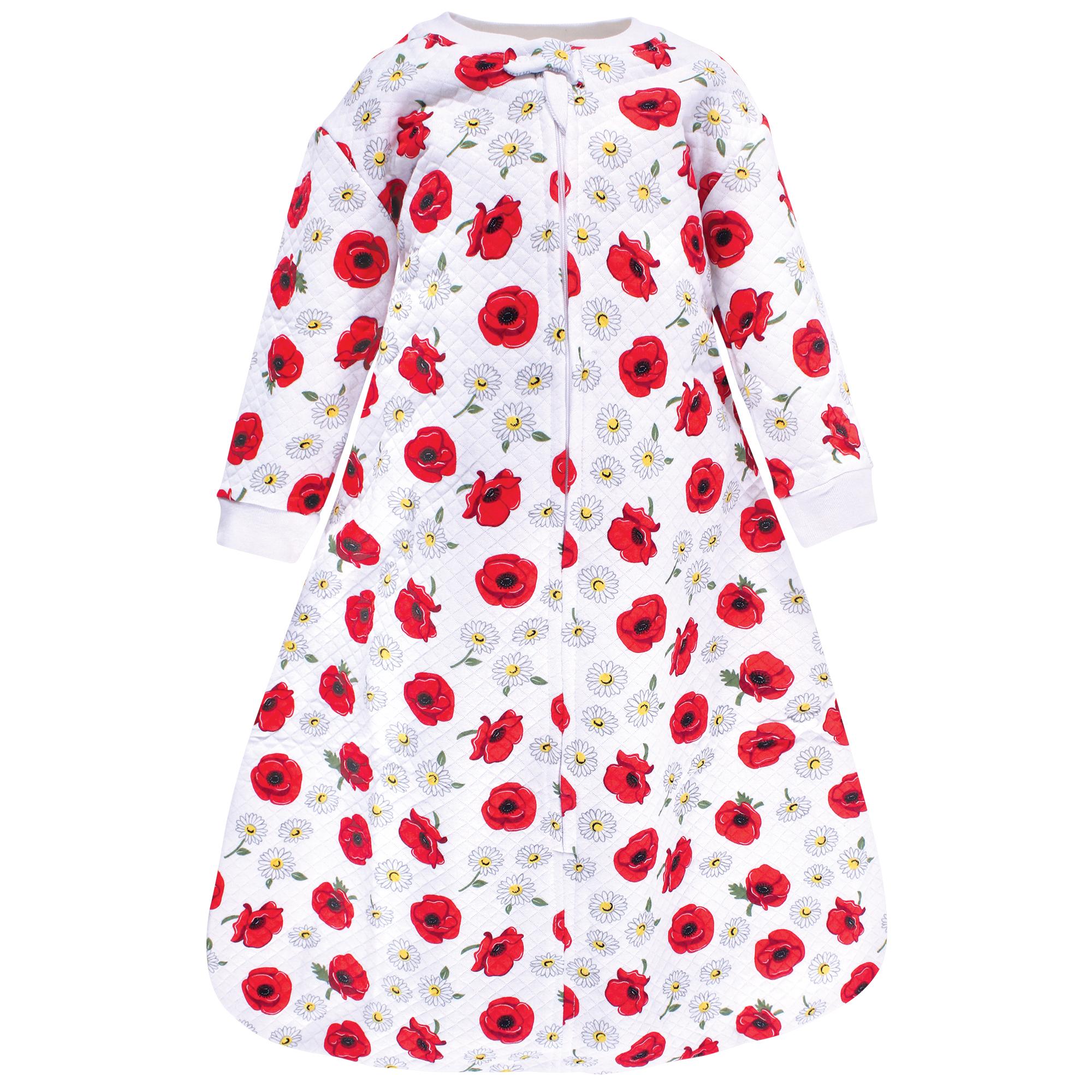 Girls Quilted Long Sleeve Sleep Sack, Crimson Floral