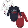 Boys Long Sleeve Bodysuits 3-Pack, Festive Winter Town