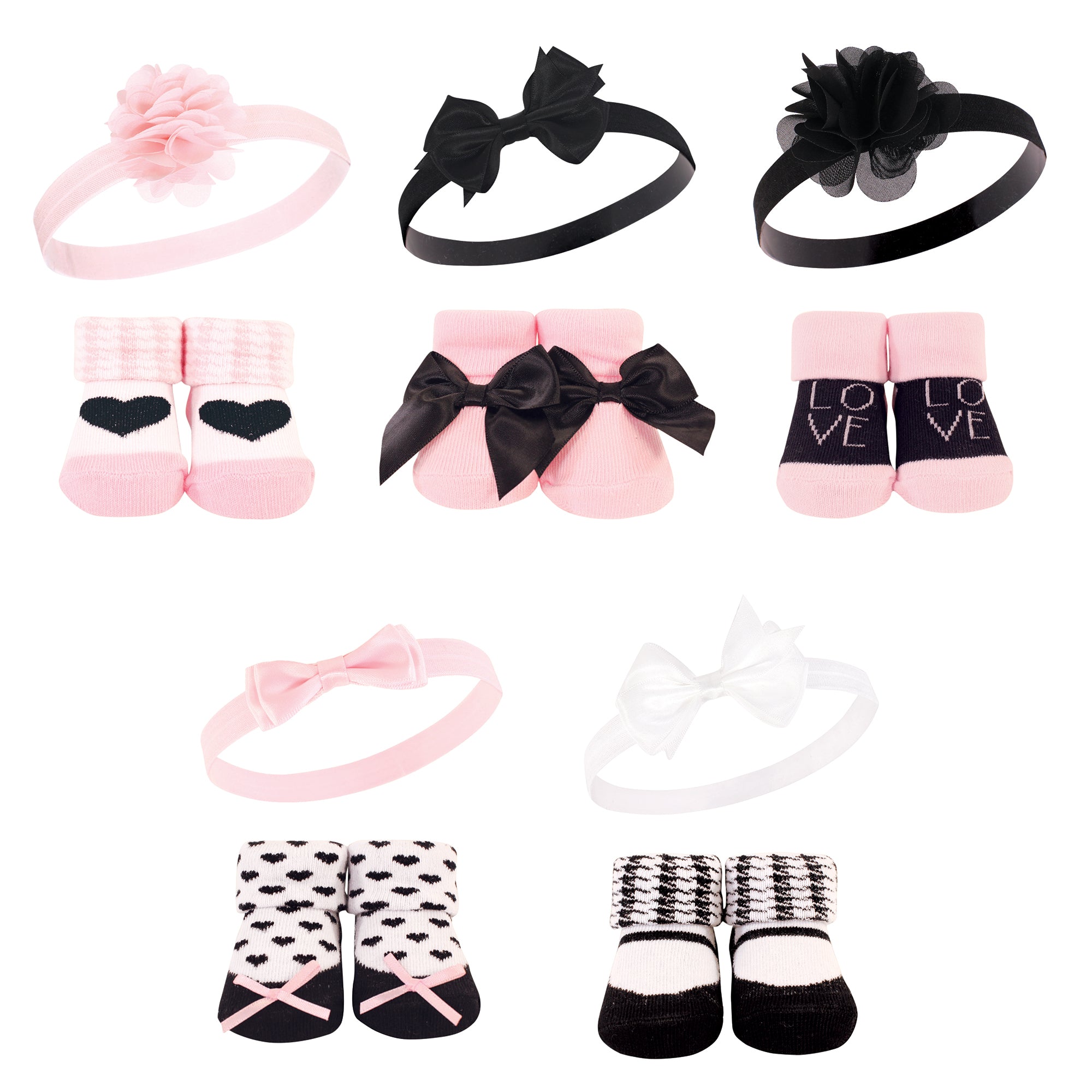Girls Matching Socks and Hair Accessory Set, Blush Midnight Romance