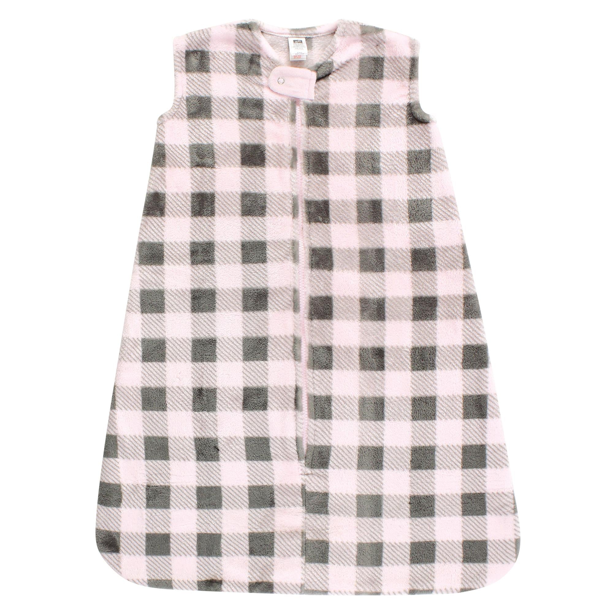 Girls Plush Sleep Sack, Rose and Stone Plaid