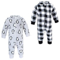 Boys Cozy Soft Plush Jumpsuits, Silver Tundra Penguin