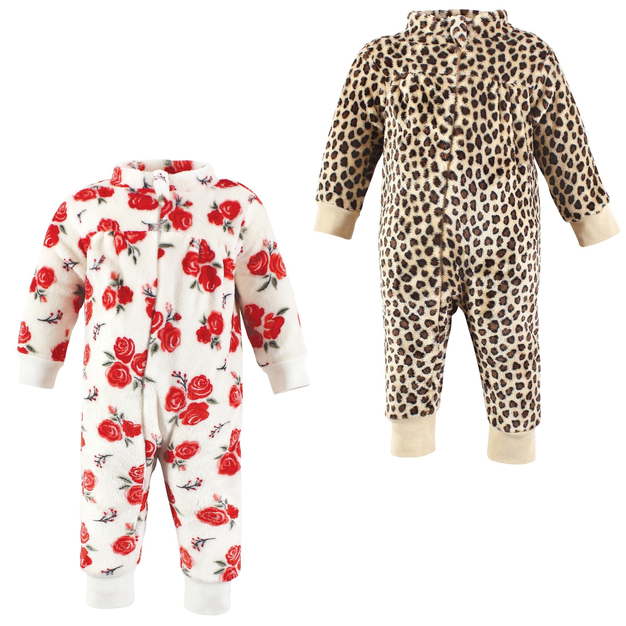 Girls Cozy Soft Plush Jumpsuits, Scarlet Bloom Wildcat