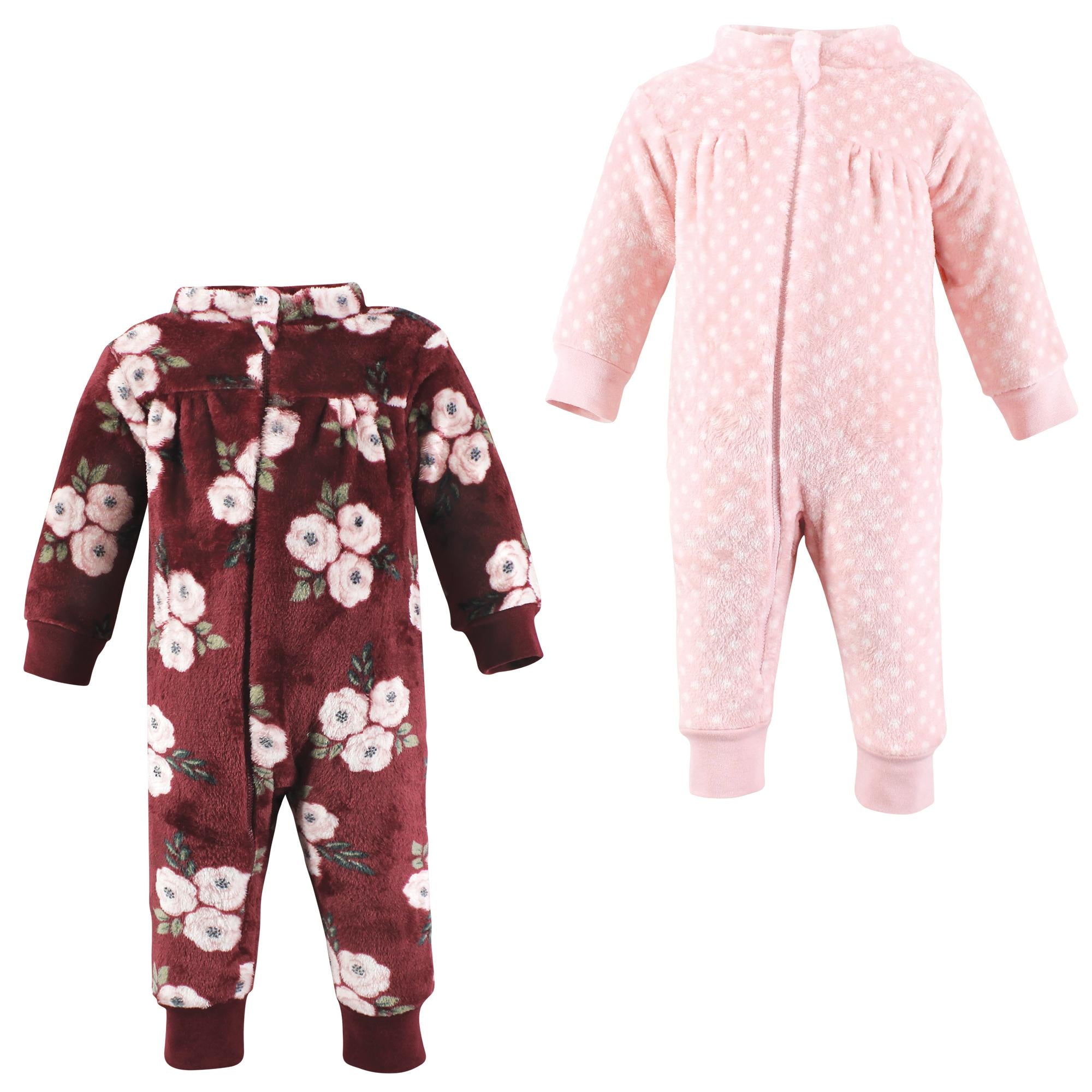 Girls Cozy Soft Plush Jumpsuits, Claret Bloom