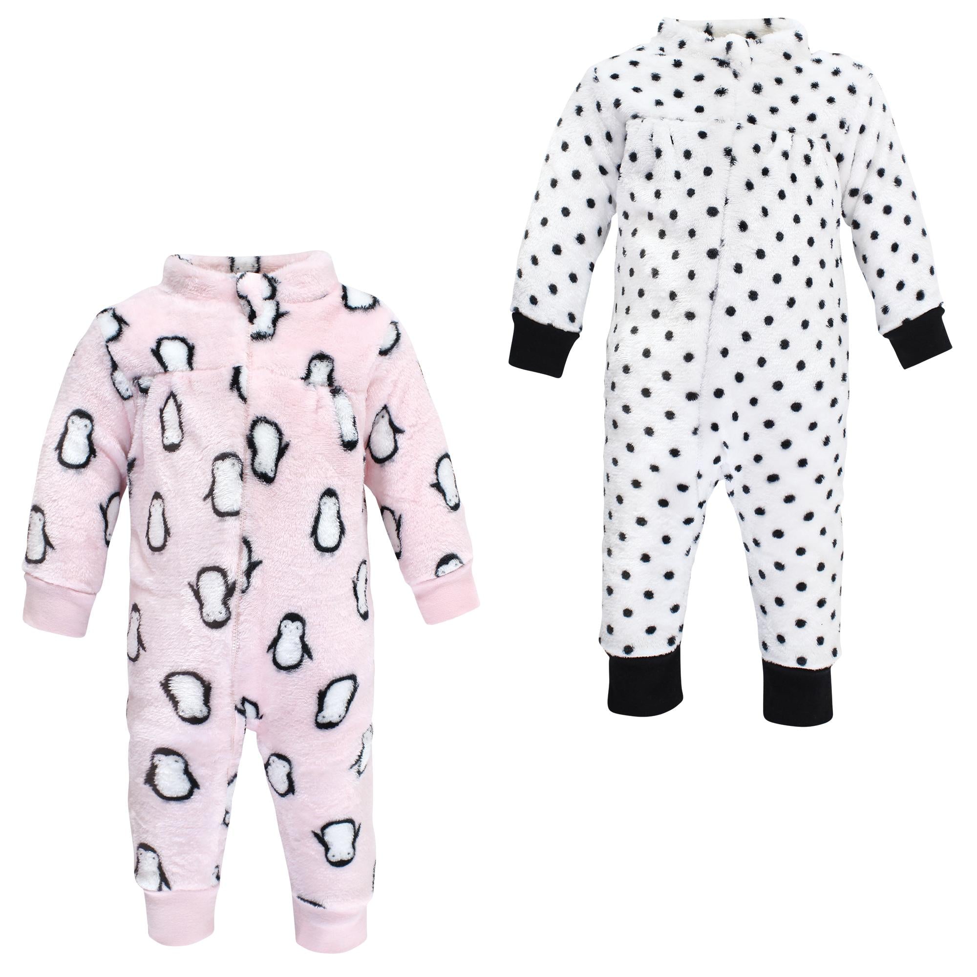 Girls Cozy Soft Plush Jumpsuits, Blush Arctic Friend