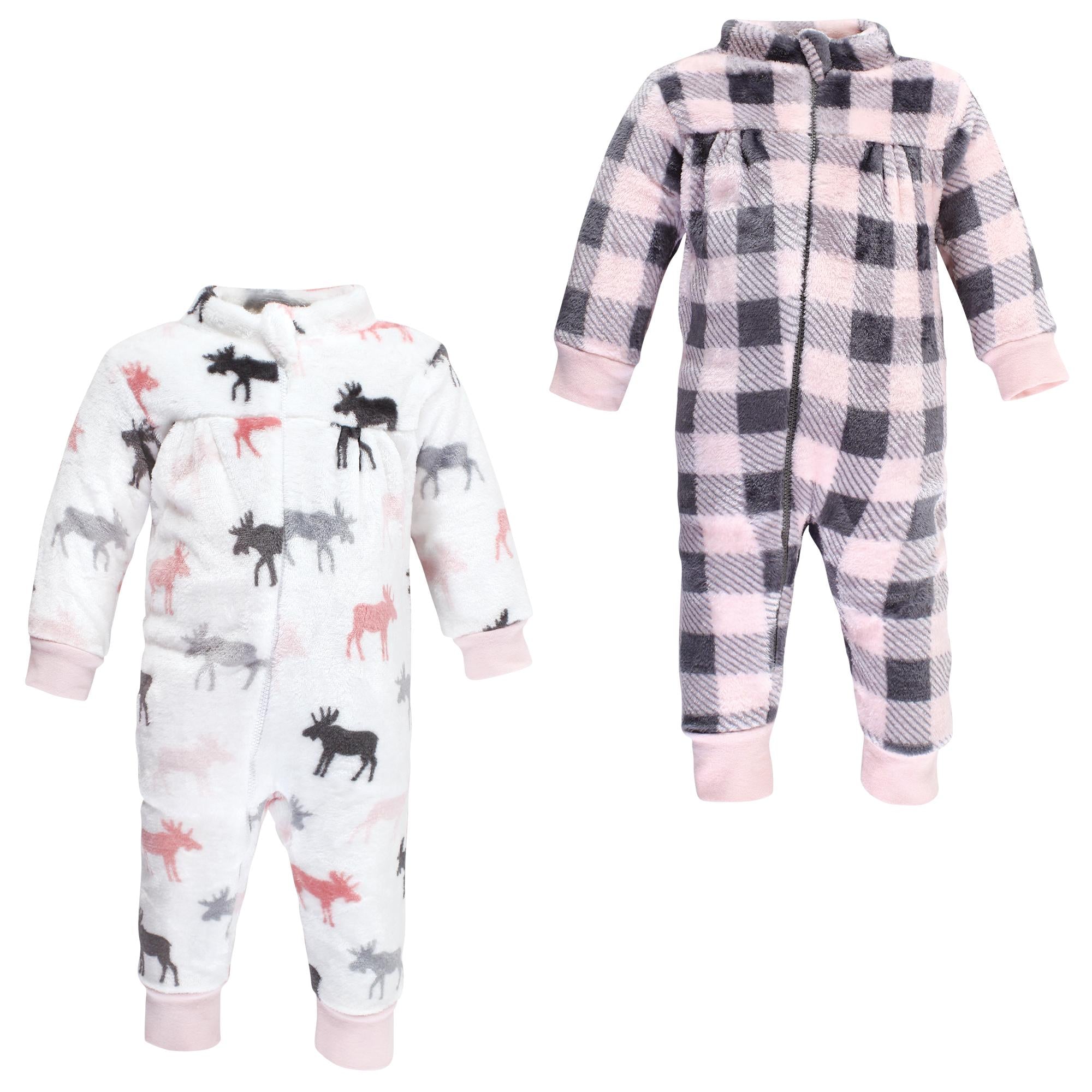Girls Cozy Soft Plush Jumpsuits, Blush Forest Friend