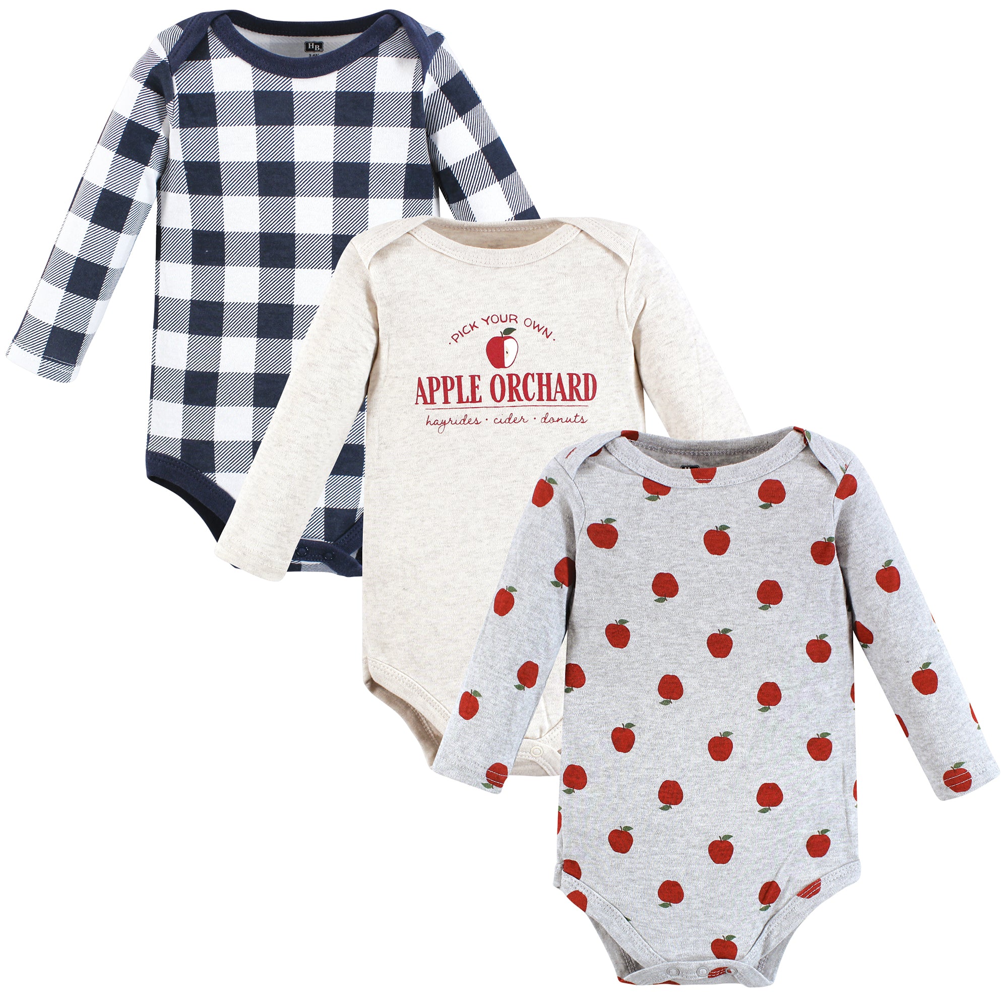 Boys Long Sleeve Bodysuits 3-Pack, Crimson Harvest