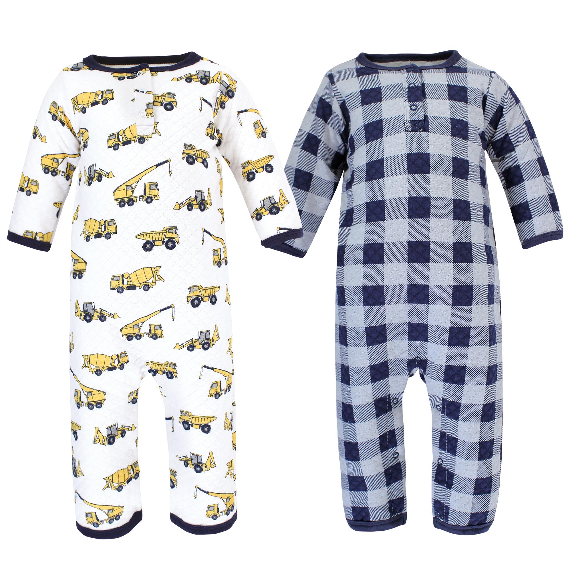 Boys Quilted Coveralls, Yellow Excavator