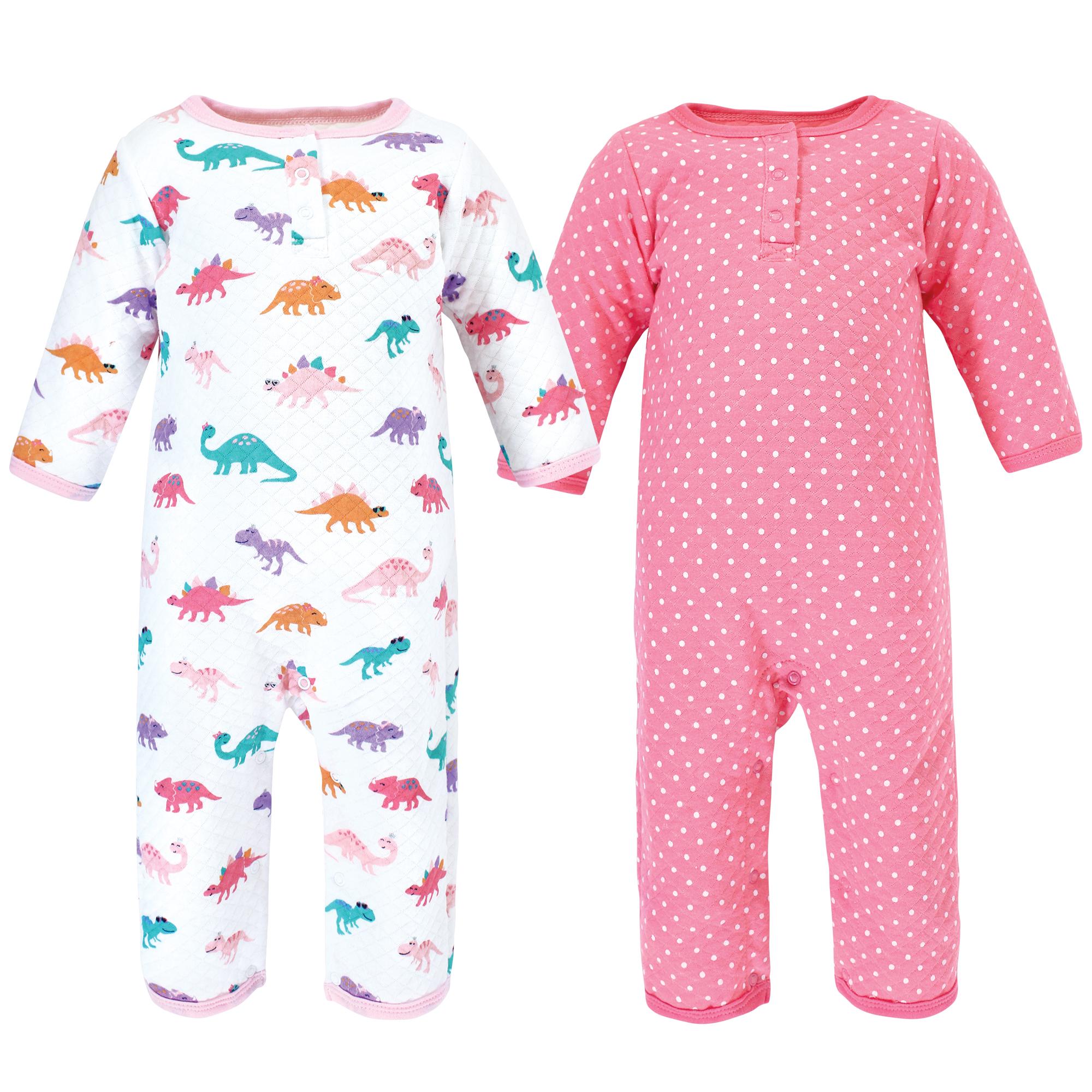 Girls Quilted Coveralls, Sweet Dino Pink