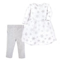 Girls Quilted Dress and Leggings Set, Frosty Winter Sparkle