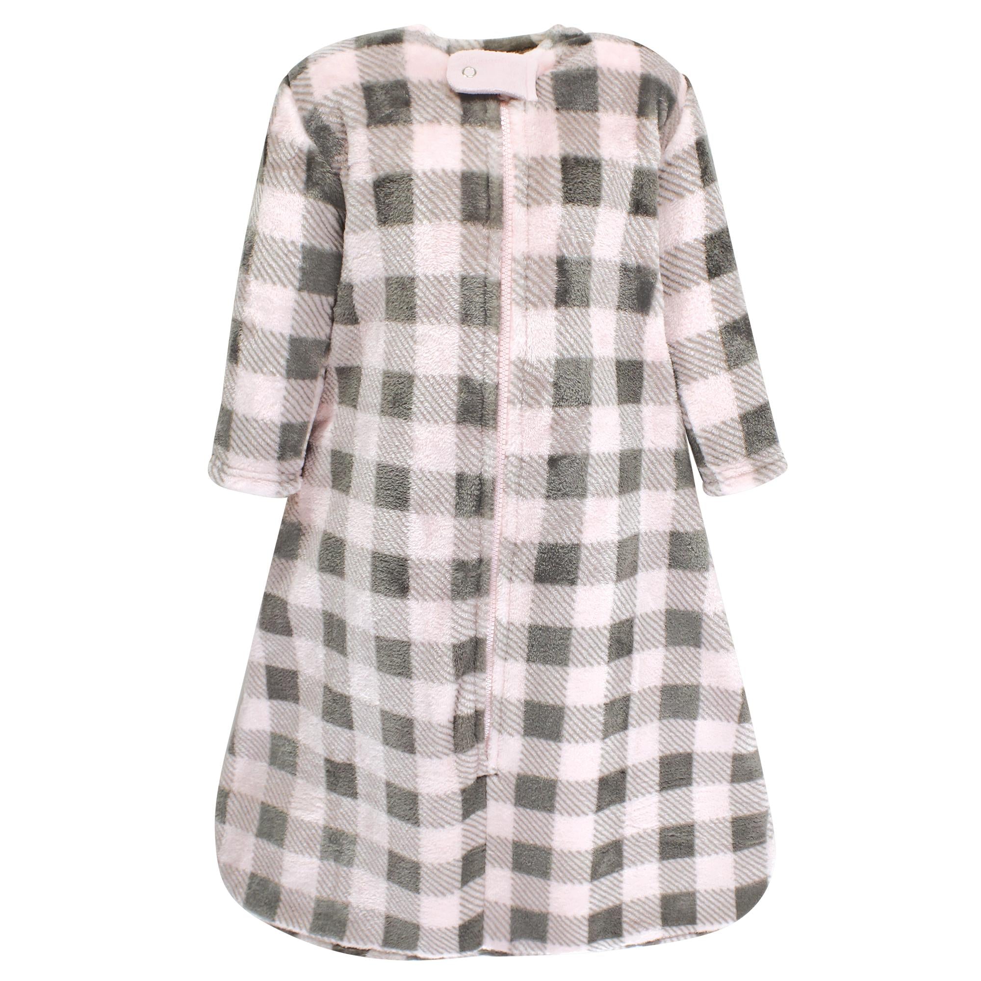 Girls Plush Sleep Sack, Rose and Stone Plaid