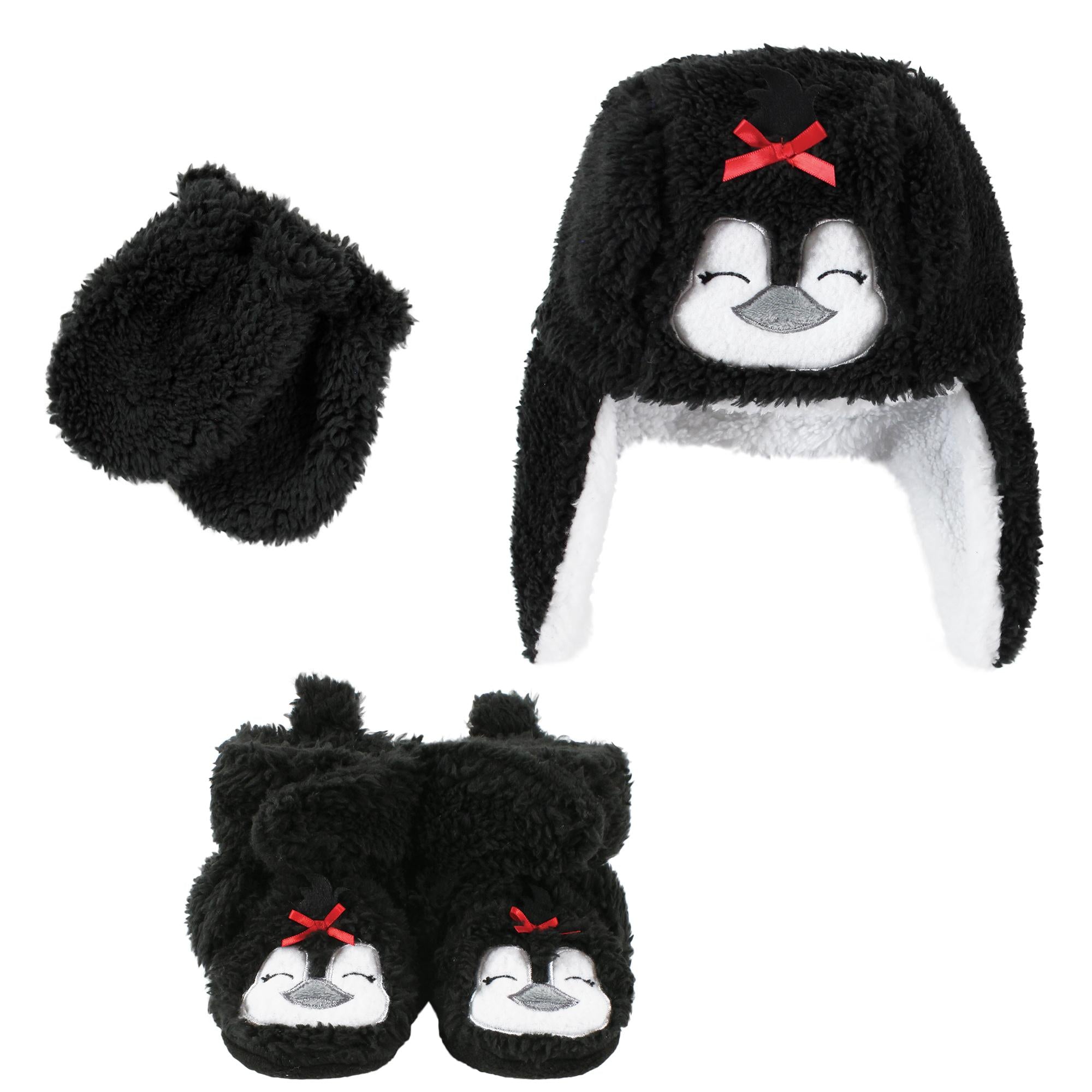 Girls Trapper Hat, Mittens and Booties Set, Rosy Polar Pal