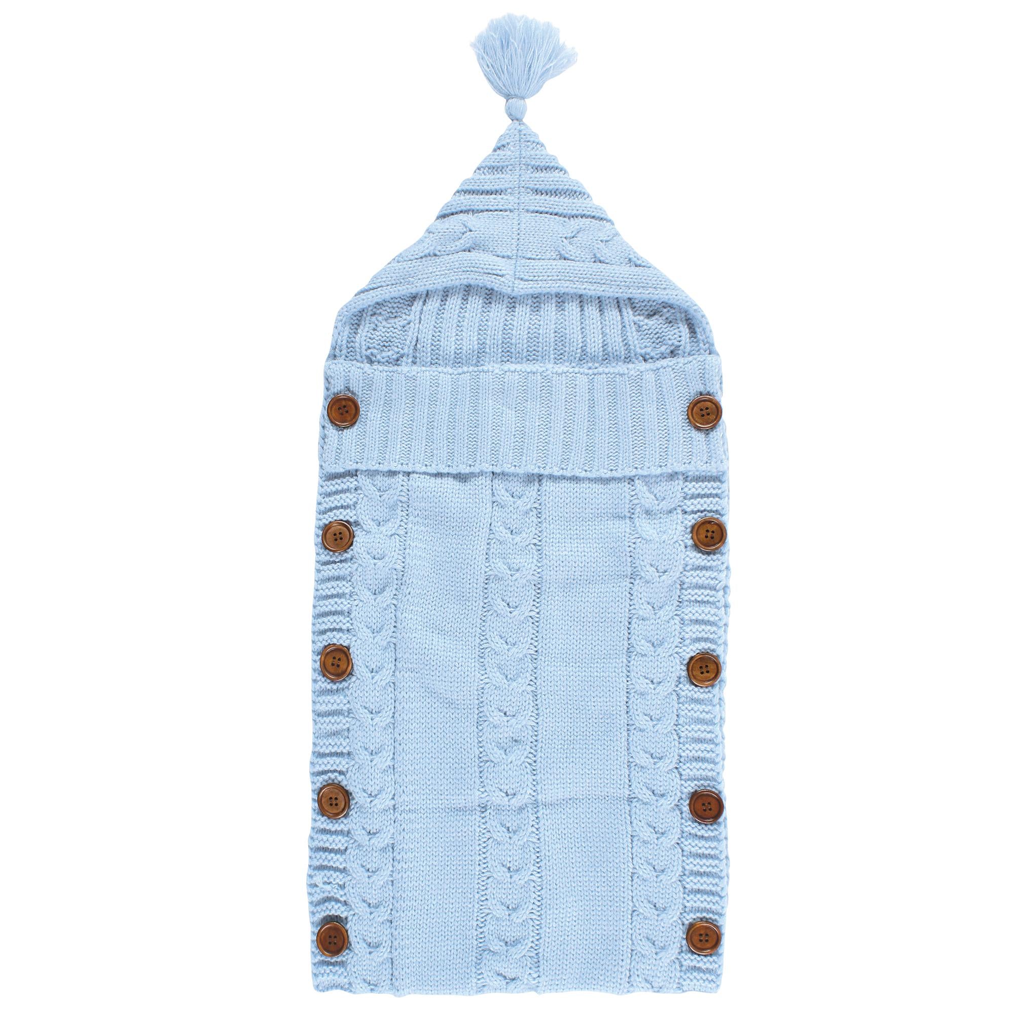 Boys Knitted Stroller Wrap, Soft Sky