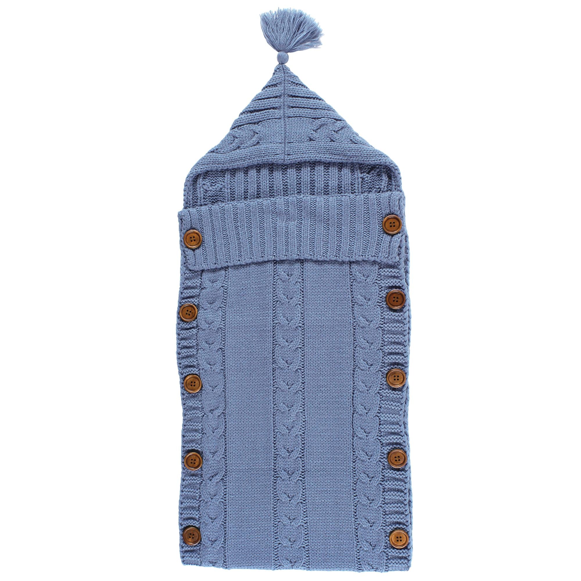 Boys Knitted Stroller Wrap, Royal Dusk Blue