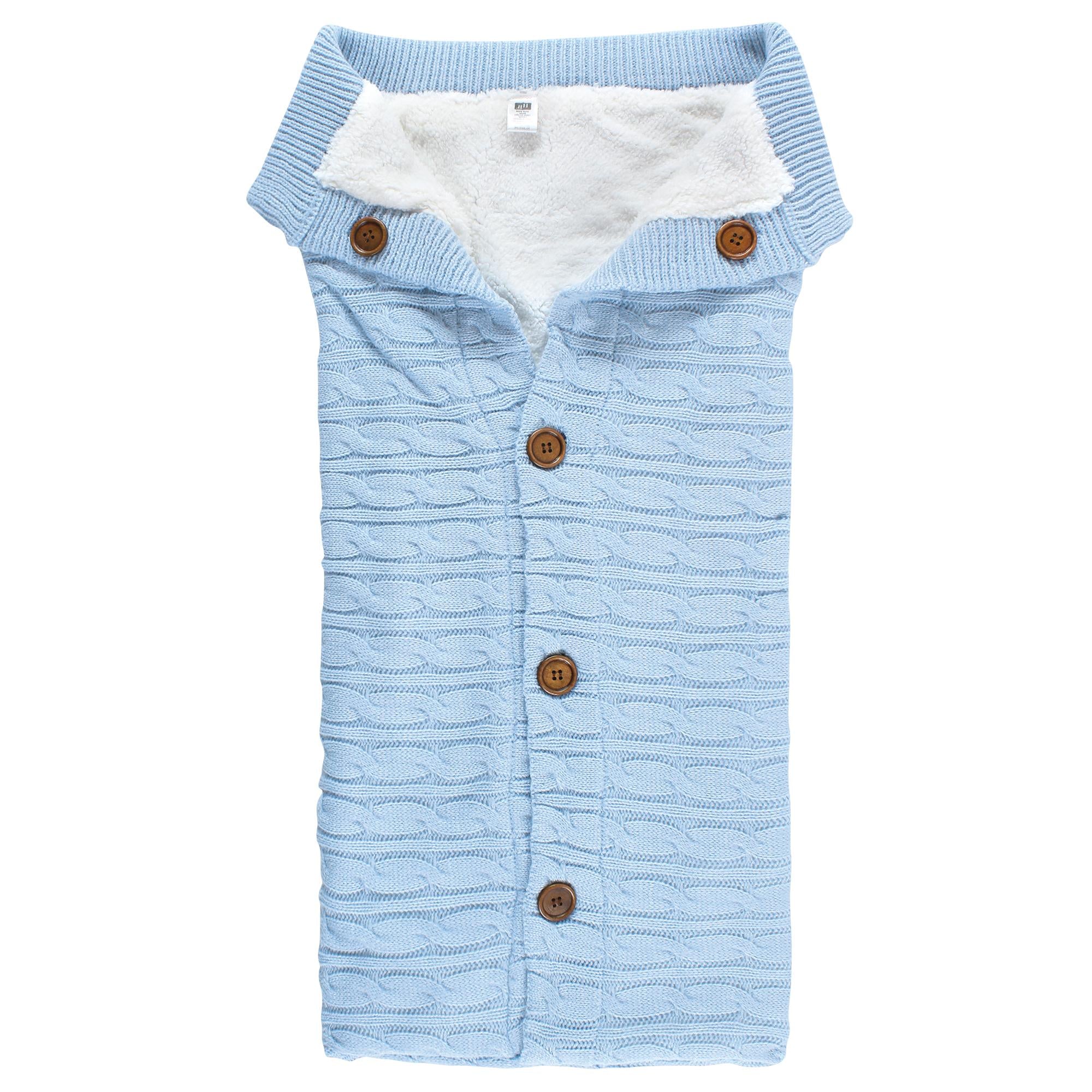 Boys Sherpa Knit Stroller Wrap, Soft Sky