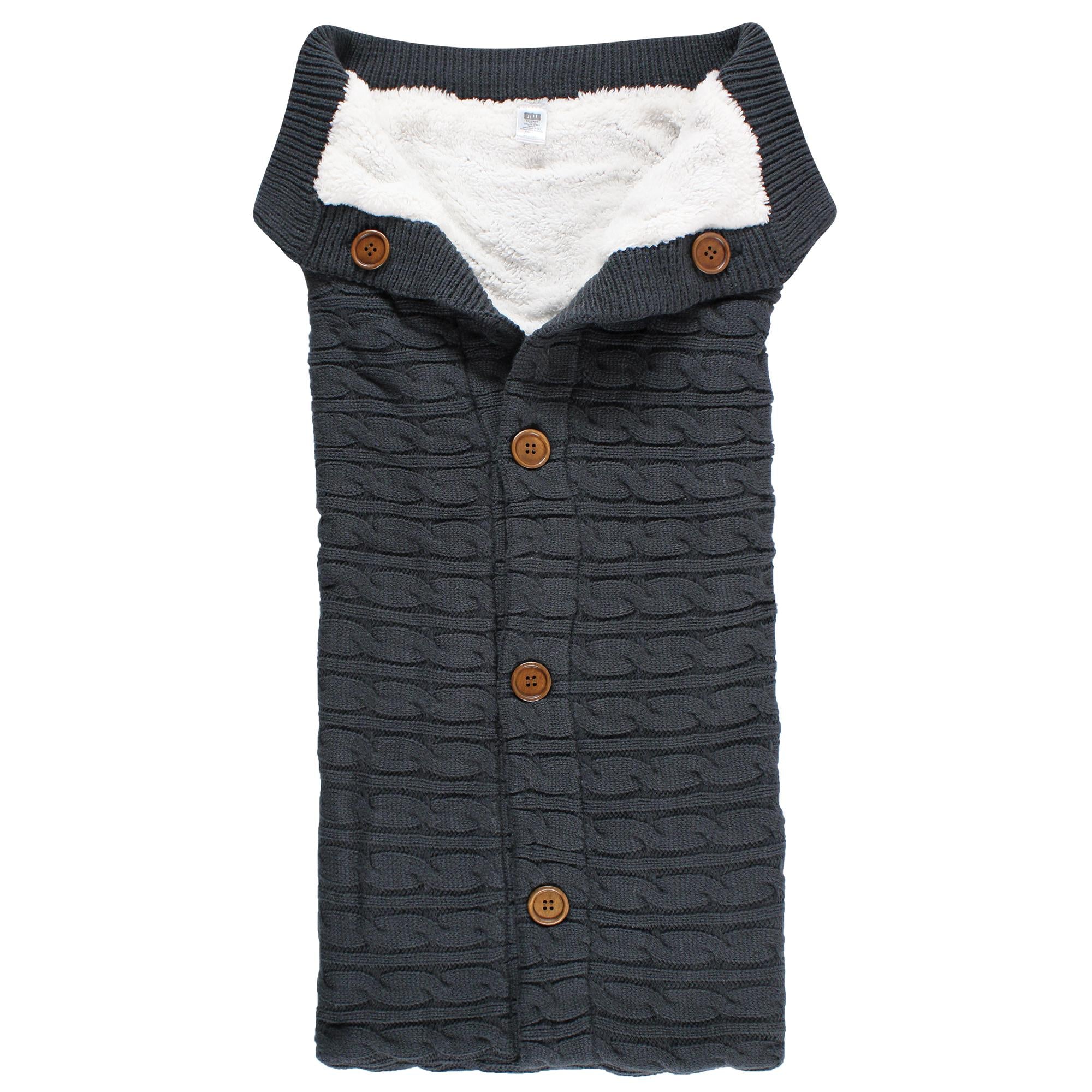 Boys Sherpa Knit Stroller Wrap, Slate Smoke
