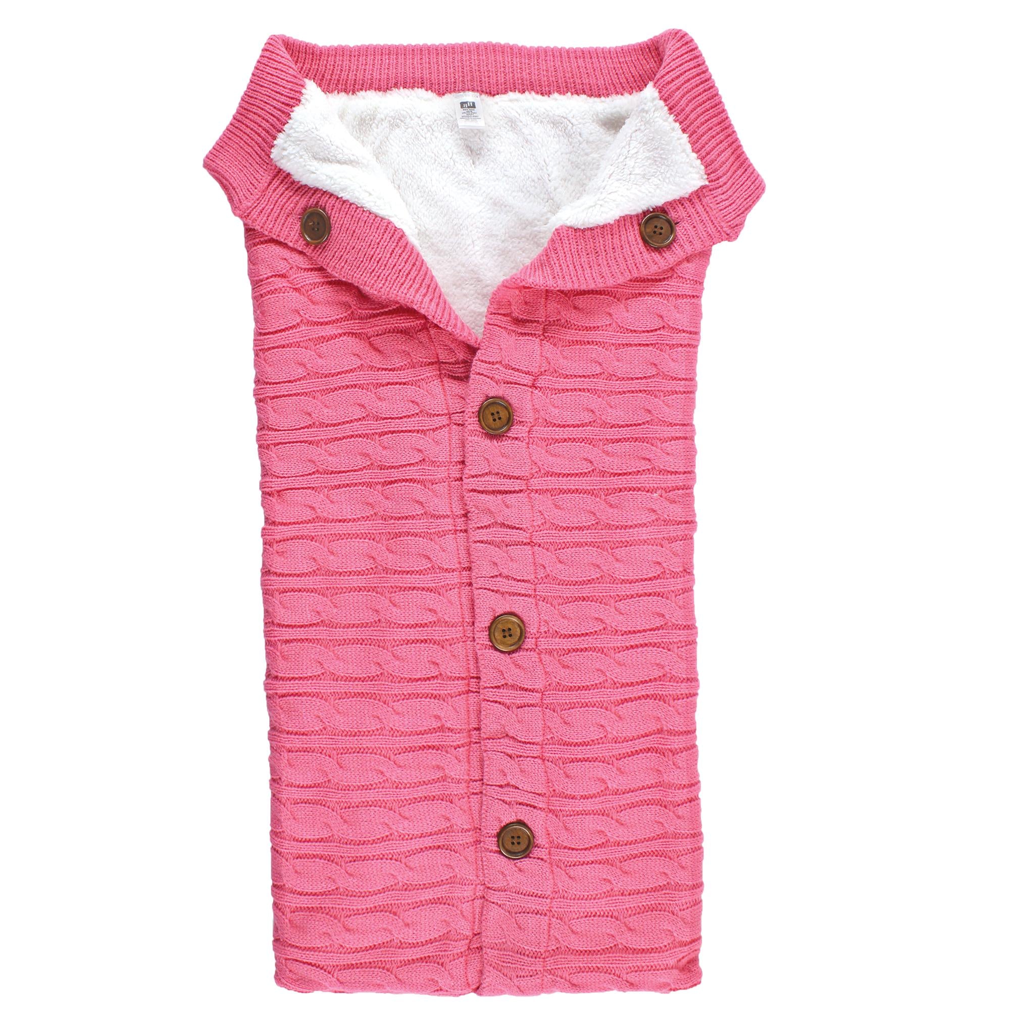 Girls Sherpa Knit Stroller Wrap, Bright Petal Pink