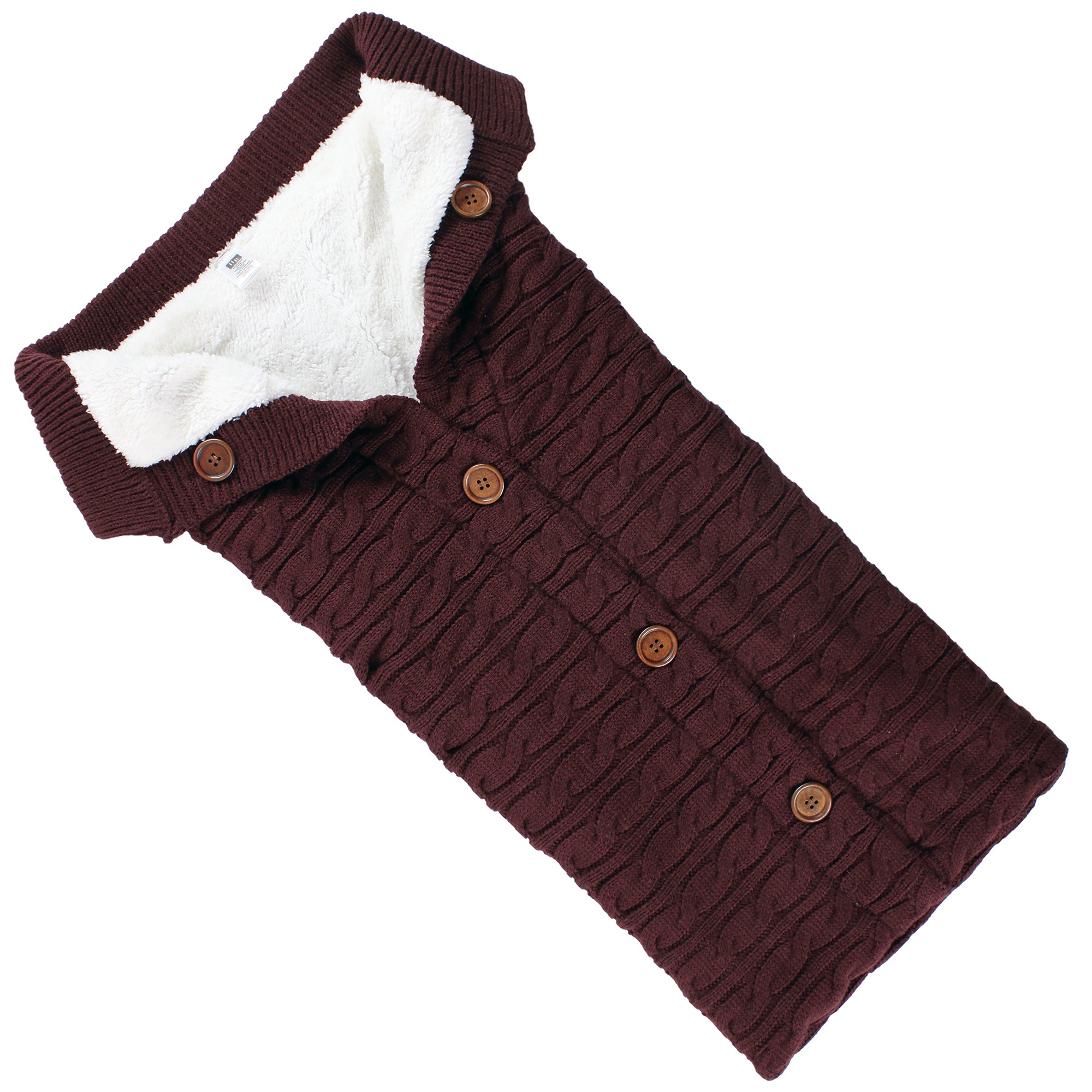 Girls Sherpa Knit Stroller Wrap, Deep Merlot
