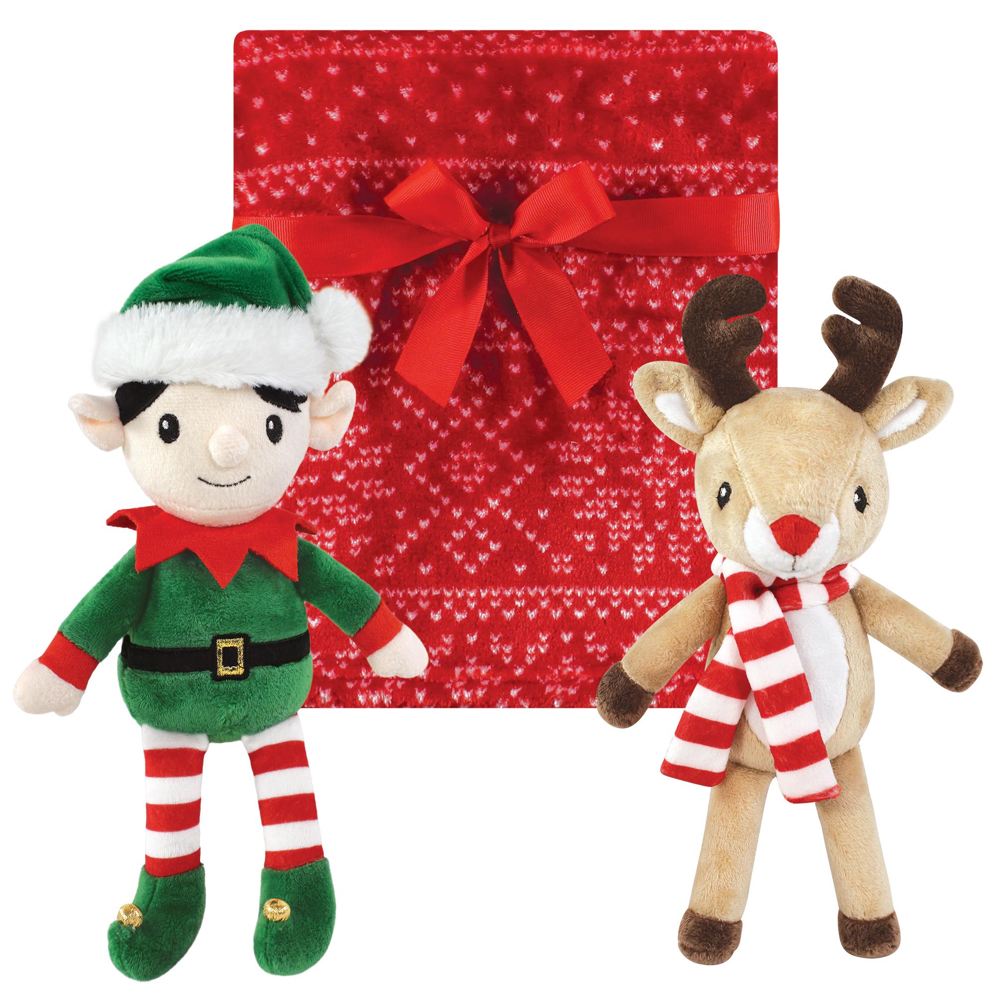 Unisex Toy and Plush Blanket Set, Crimson Reindeer and Little Helper