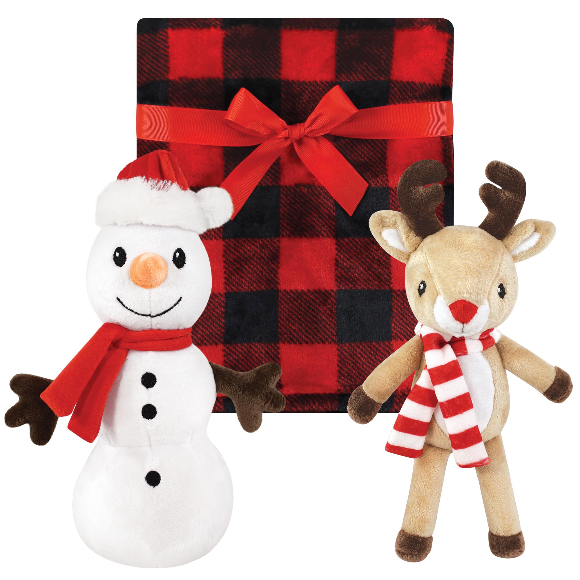 Unisex Toy and Plush Blanket Set, Crimson Reindeer & Frosty