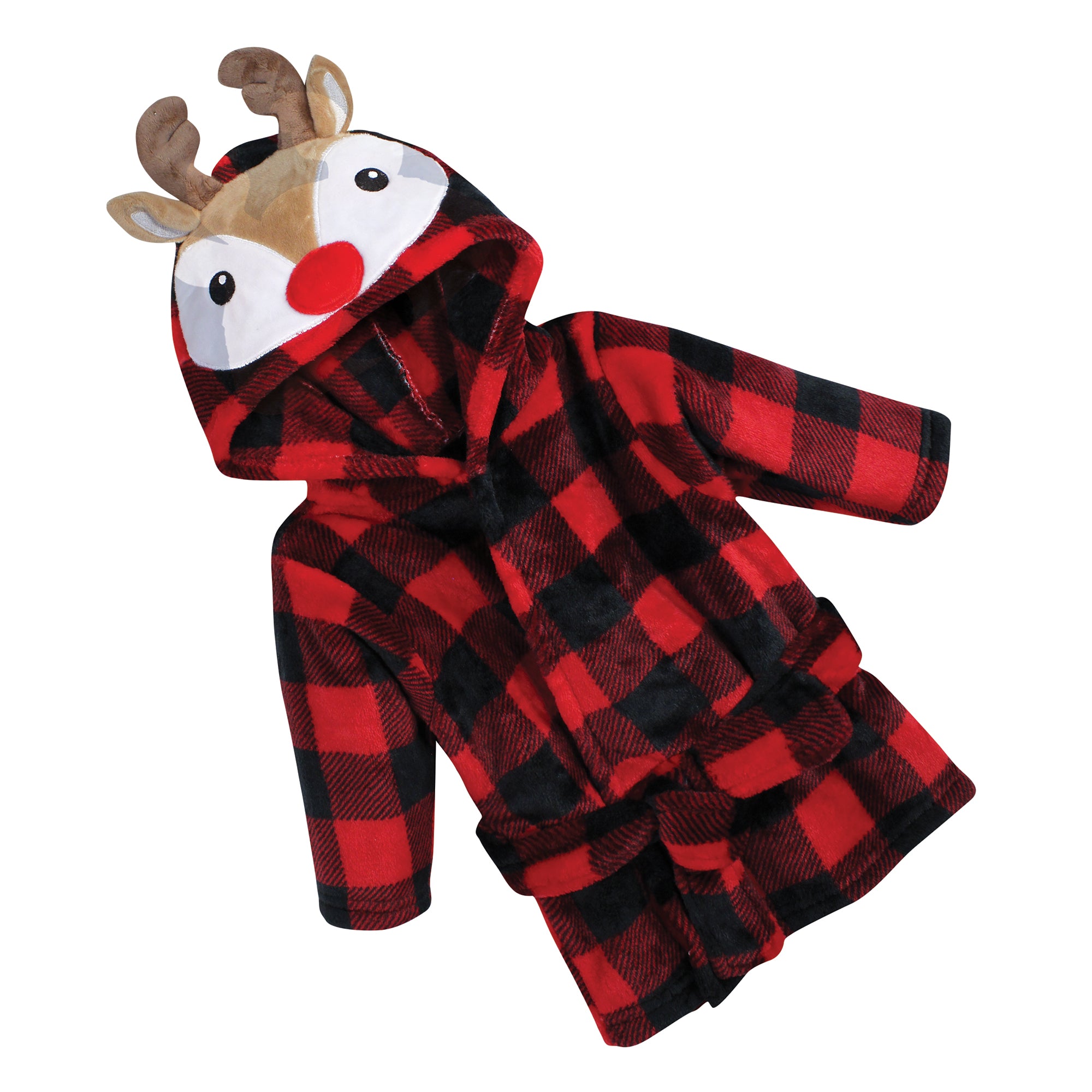 Unisex Animal Face Plush Bathrobe, Festive Reindeer