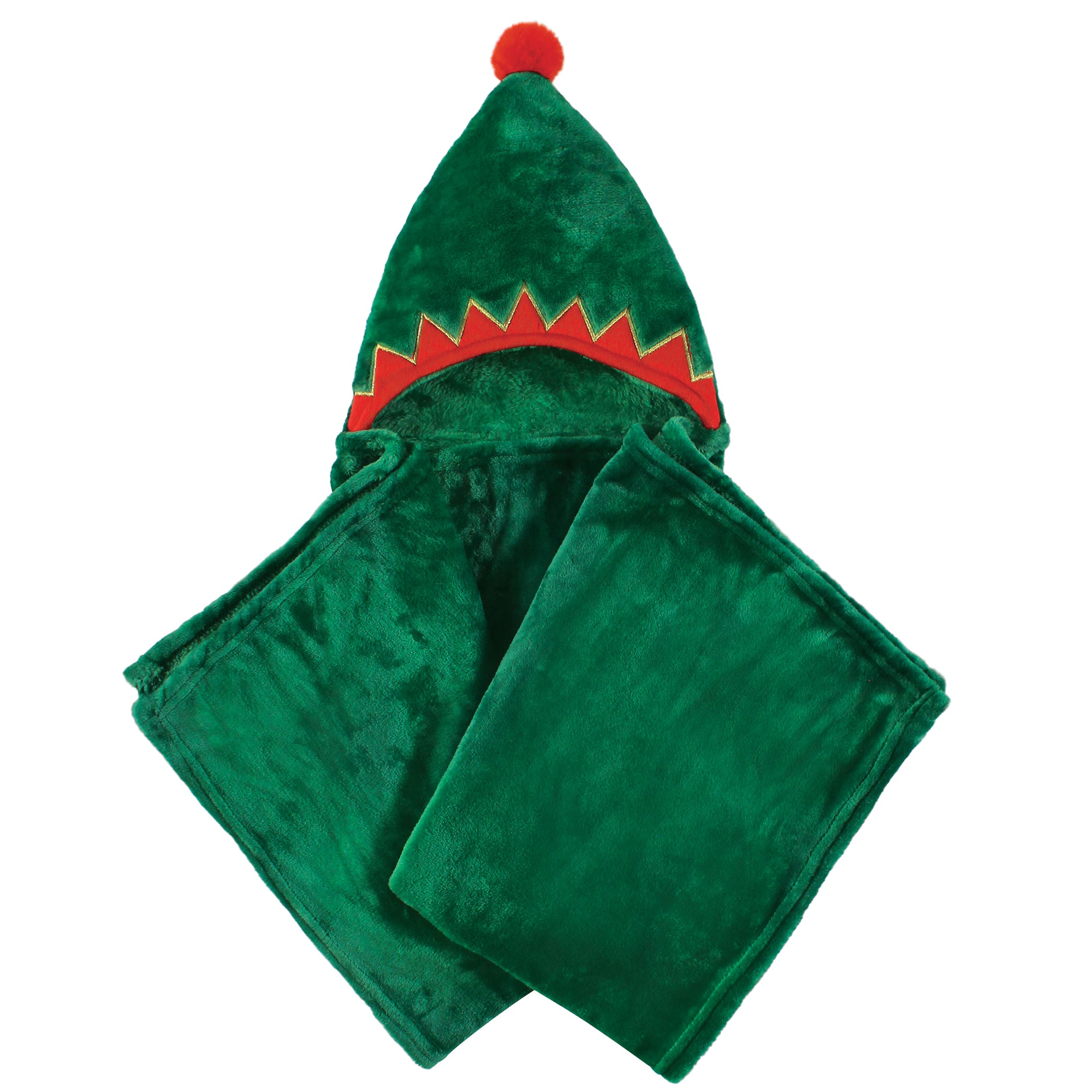 Unisex Plush Animal Face Hooded Blanket, Holiday Sprite