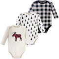 Boys Long Sleeve Bodysuits 3-Pack, Wilderness Moose