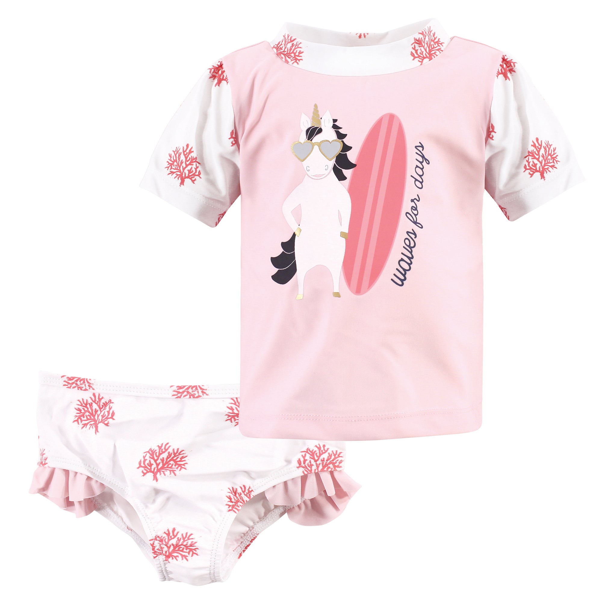 Girls Rashguard Swimsuit Set, Mystic Seafoam