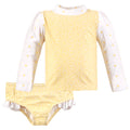 Girls Rashguard Swimsuit Set, Sunny Blossom