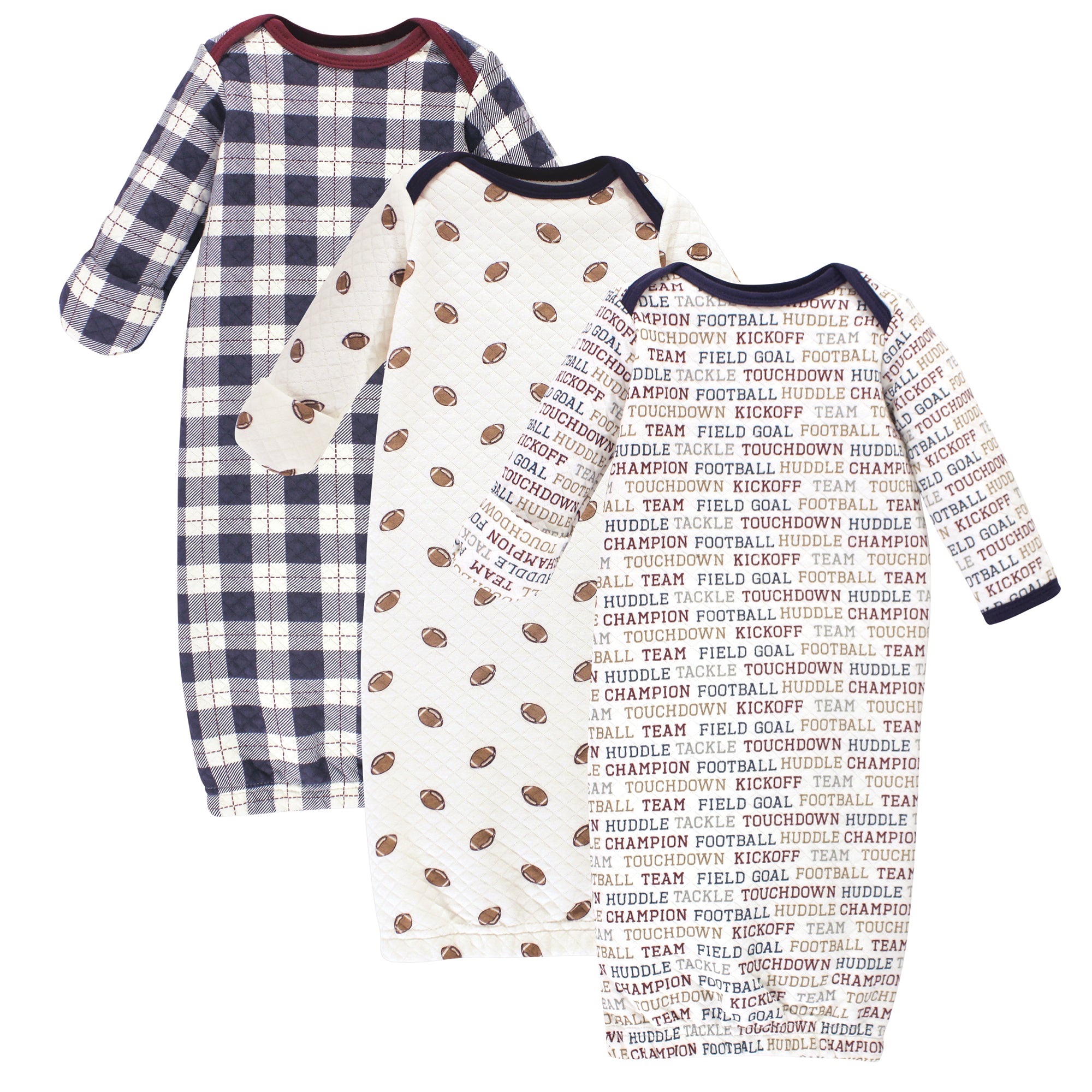 Boys Quilted Baby Gowns, Gridiron Fun