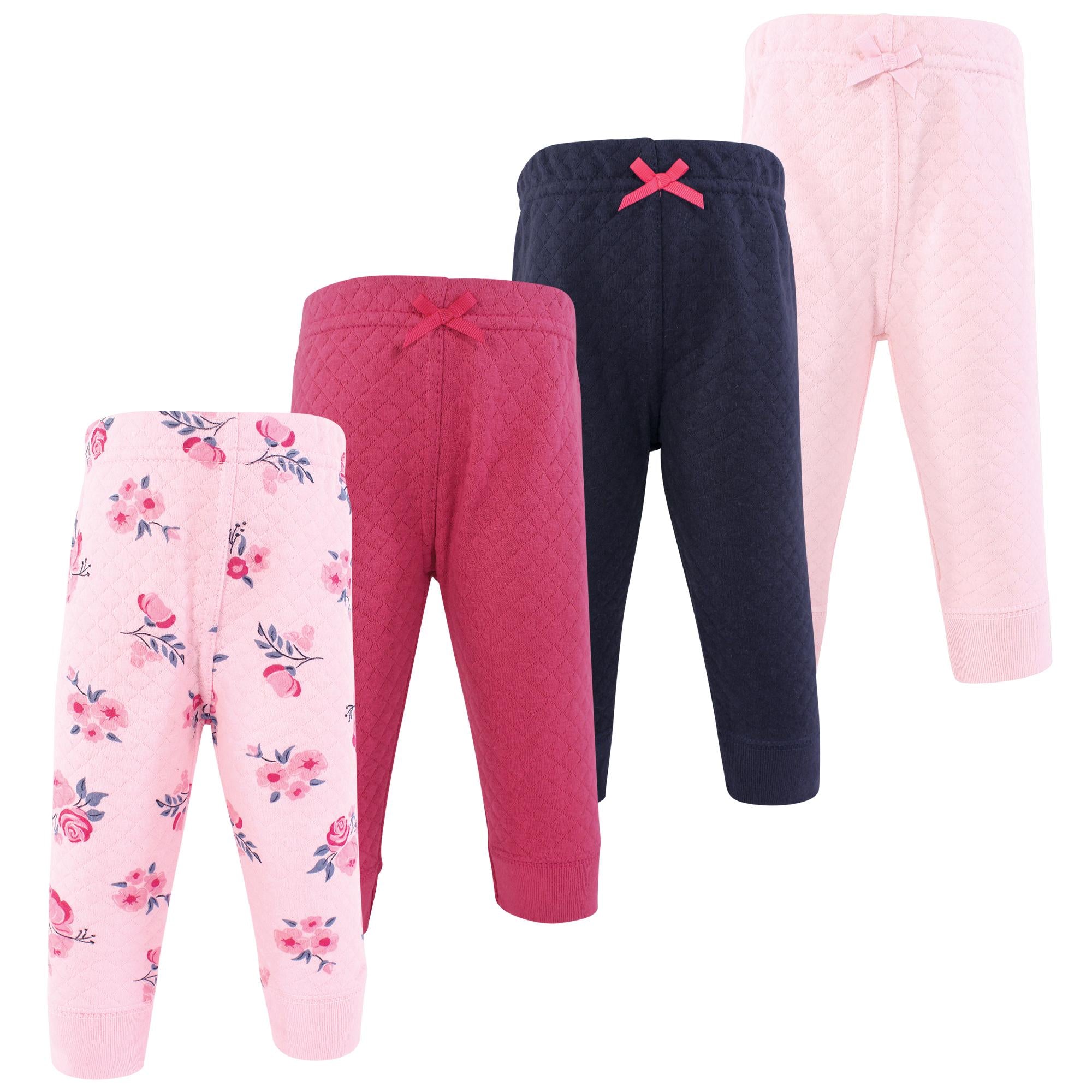 Girls Quilted Jogger Pants, Rosy Midnight Bloom