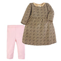 Girls Quilted Dress and Leggings Set, Blush Wildcat
