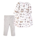 Girls Quilted Dress and Leggings Set, Frosty Pine Grove