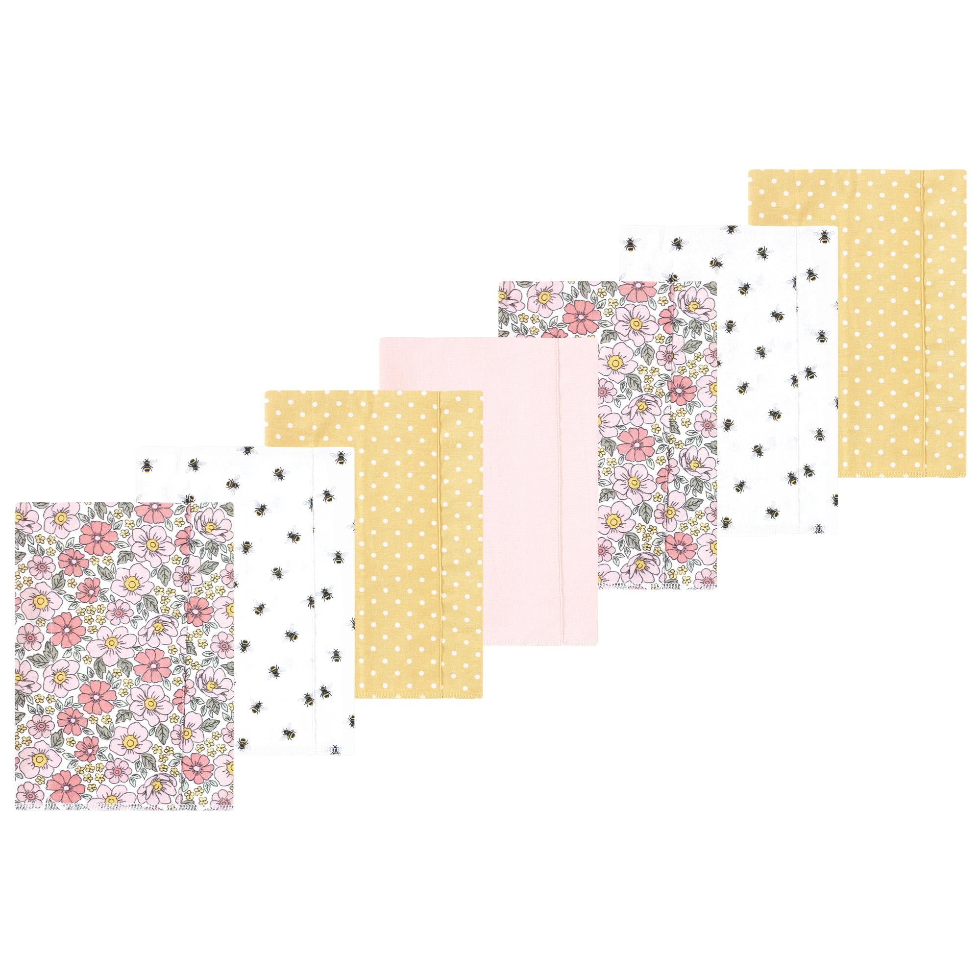 Girls Flannel Burp Cloth Bundle, Blush and Lemon Petals