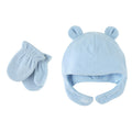 Boys Winter Beary Hat and Mitten Set, Soft Sky
