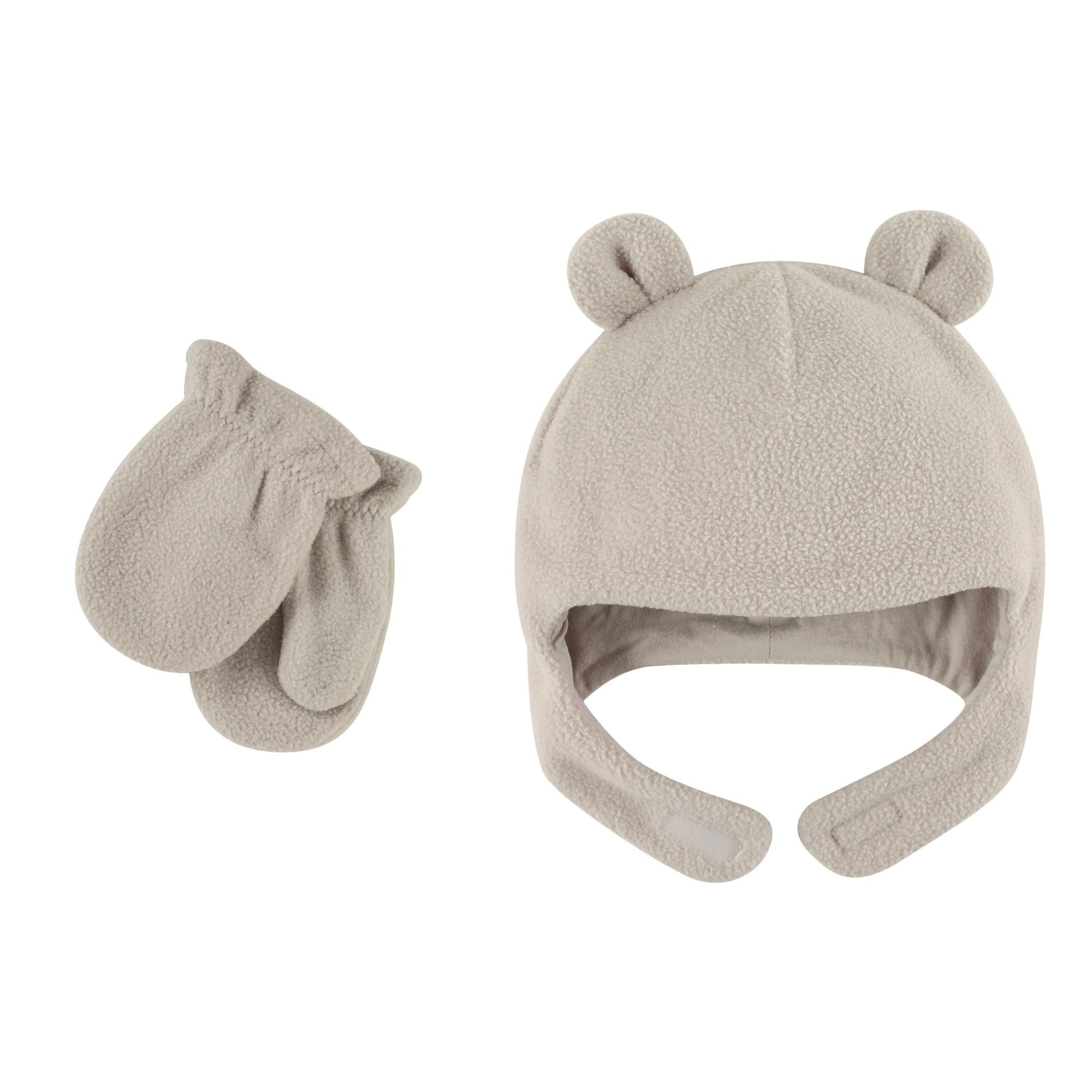 Unisex Winter Beary Hat and Mitten Set, Cloudy Mist