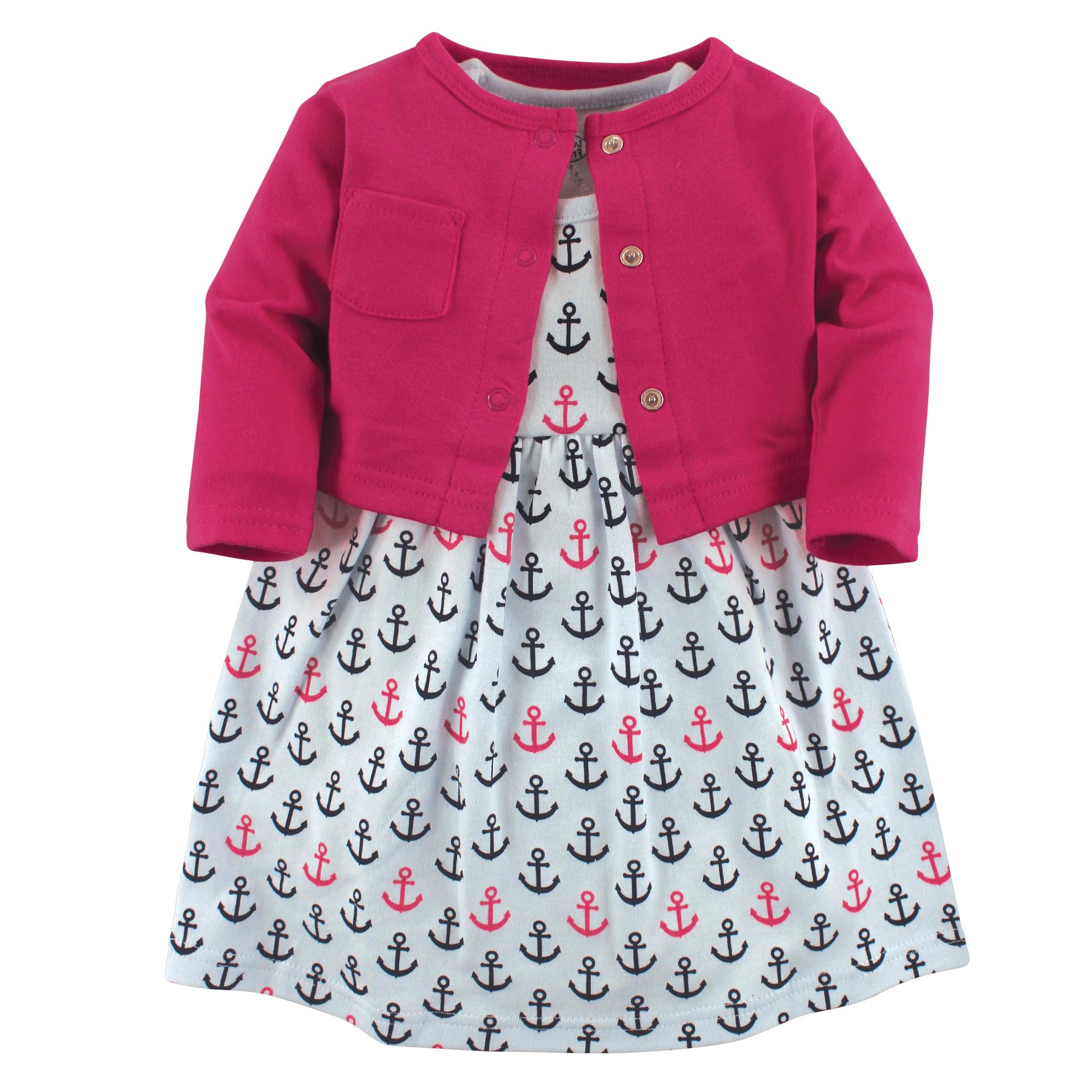 Girls Matching Dress and Cardigan Set, Blush Sailor