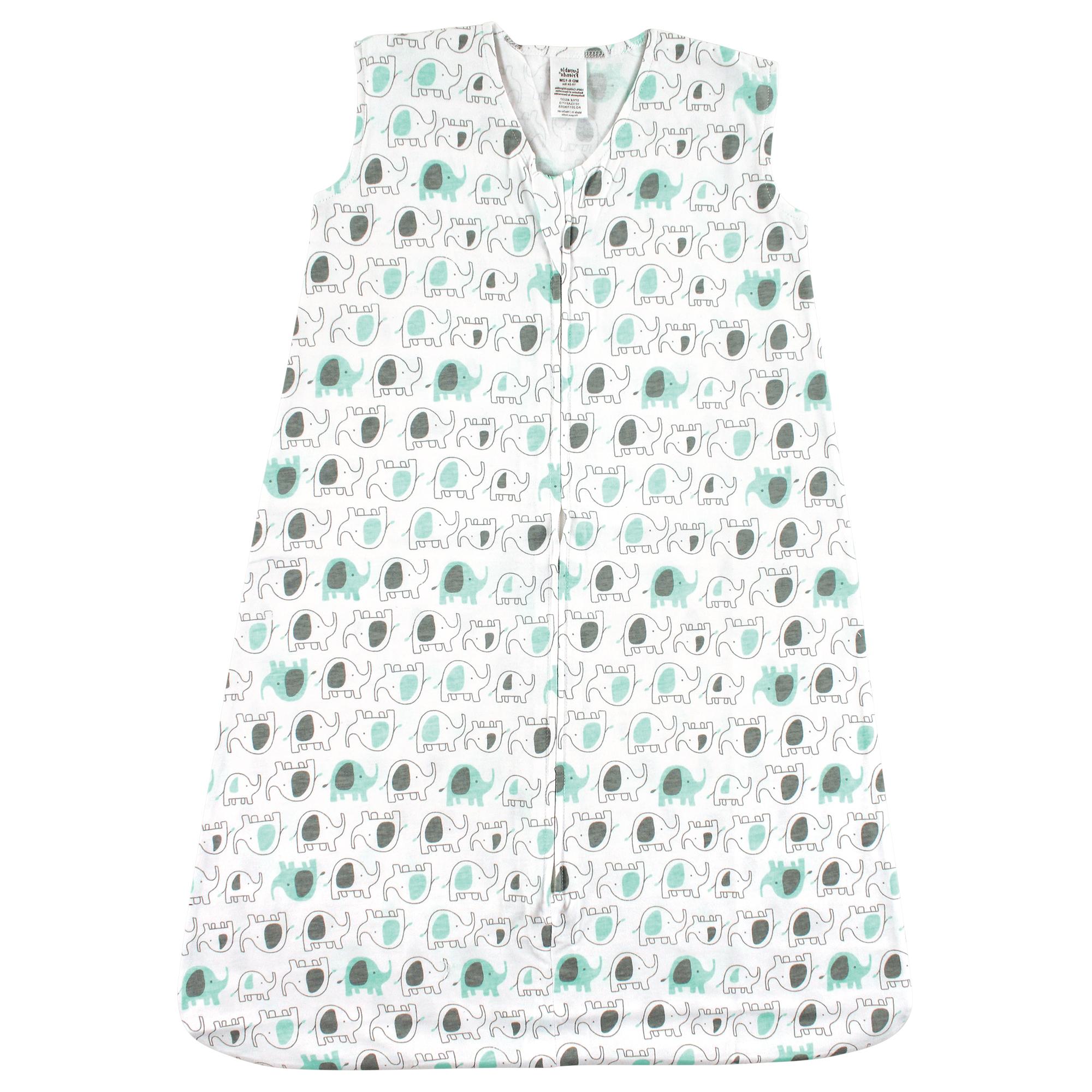 Unisex Sleeveless Jersey Sleep Sack, Pastel Trunk Pals