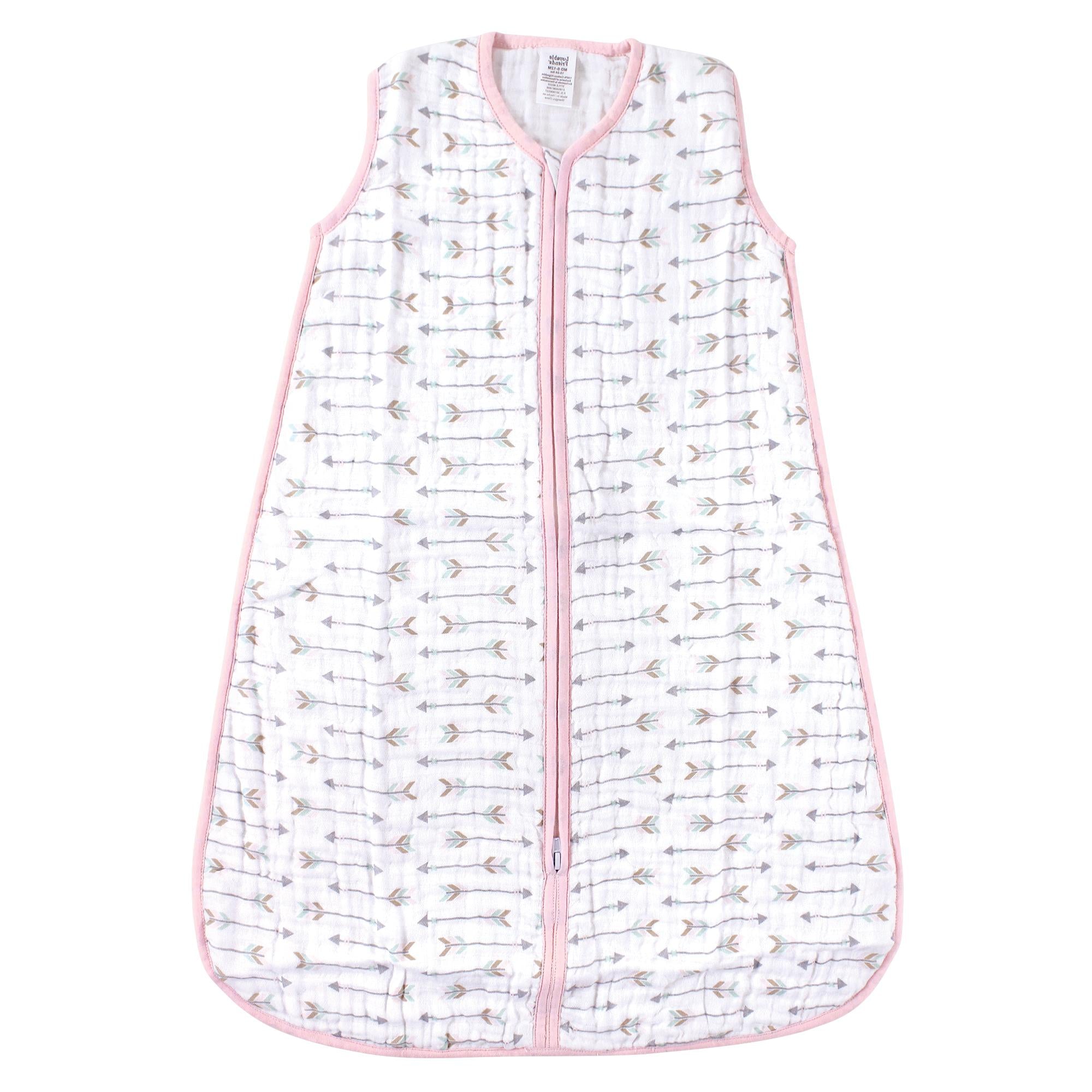 Girls Sleeveless Muslin Sleep Sack, Petal Archer Muslin