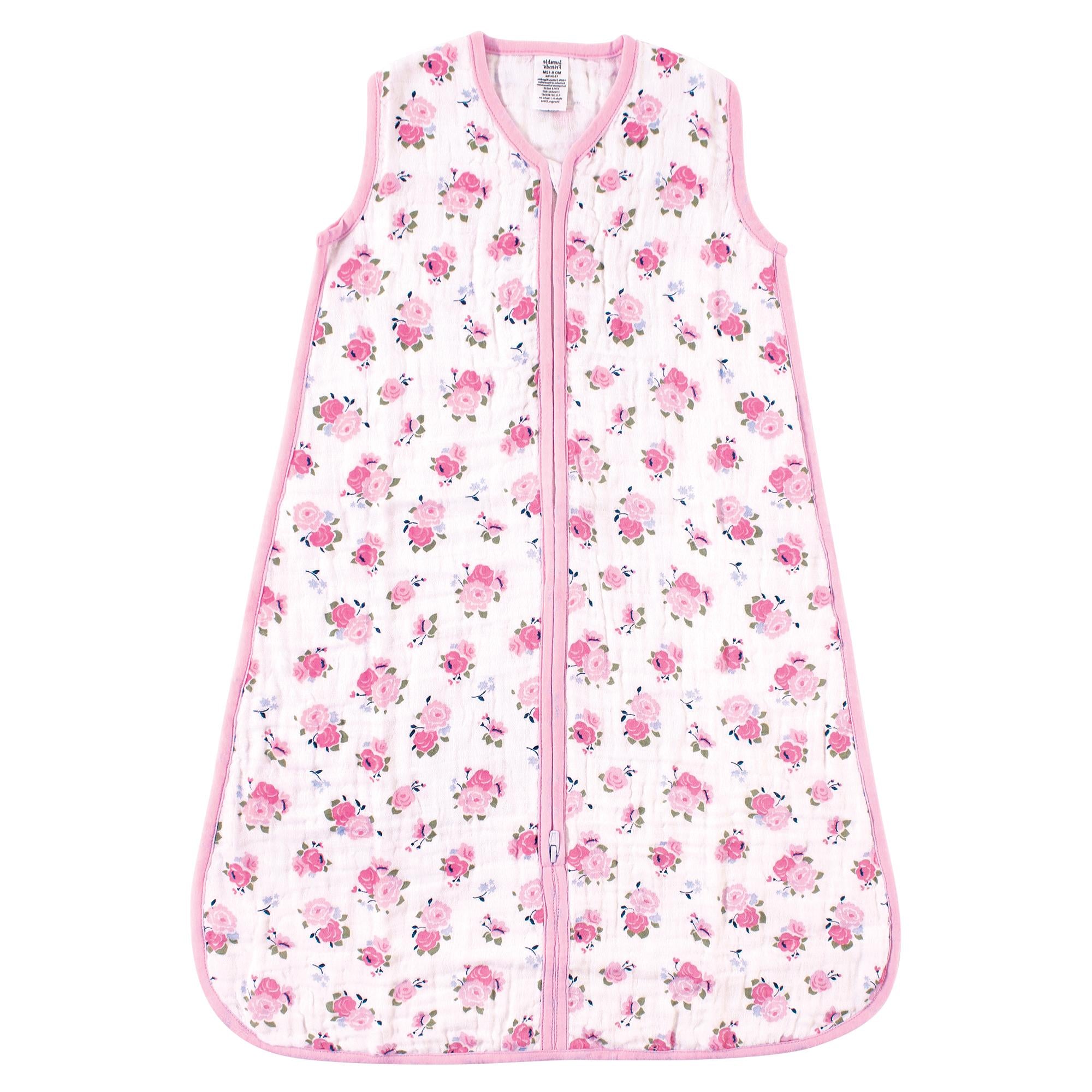 Girls Sleeveless Muslin Sleep Sack, Petal Bloom Muslin