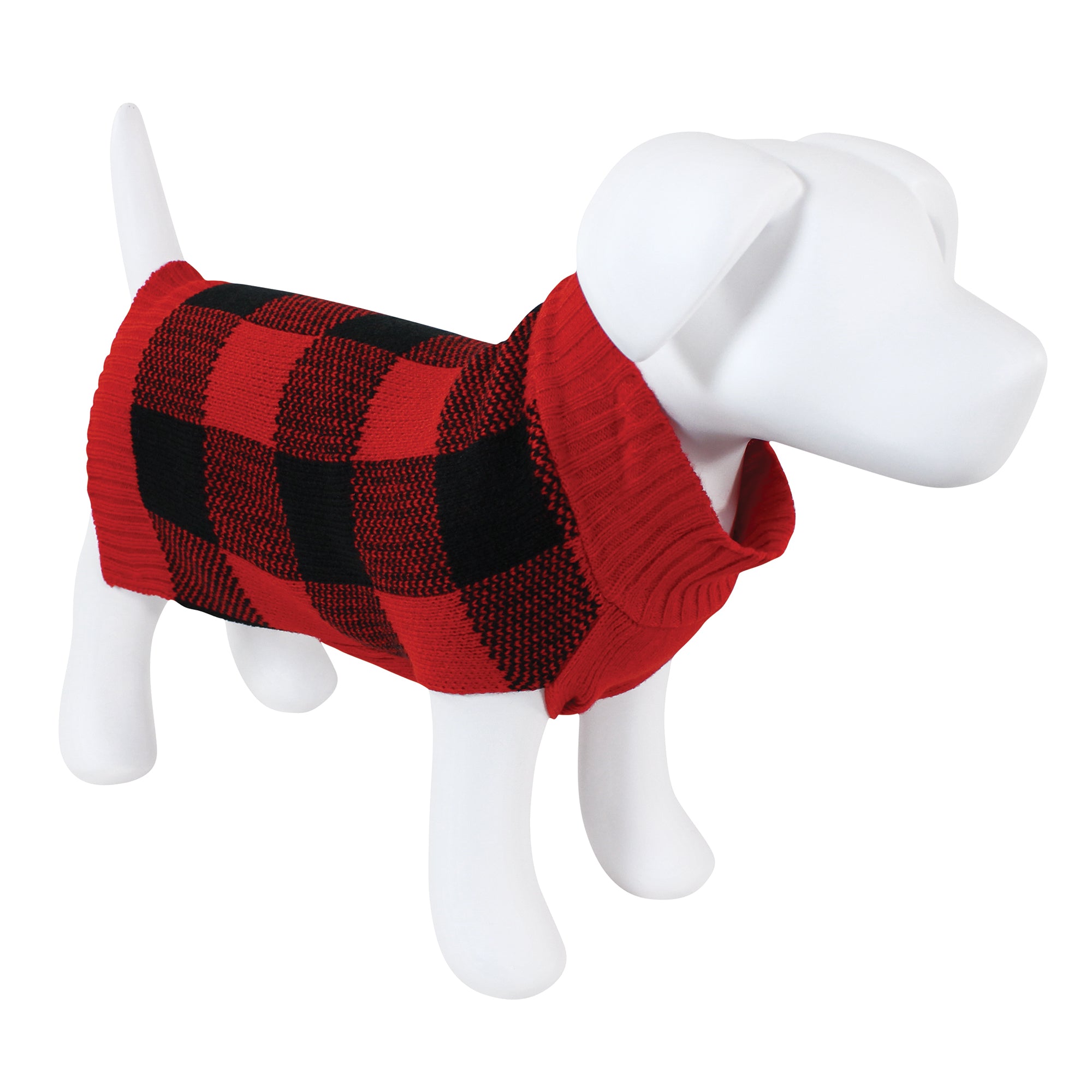 Cozy Pet Sweater, Rustic Red Check