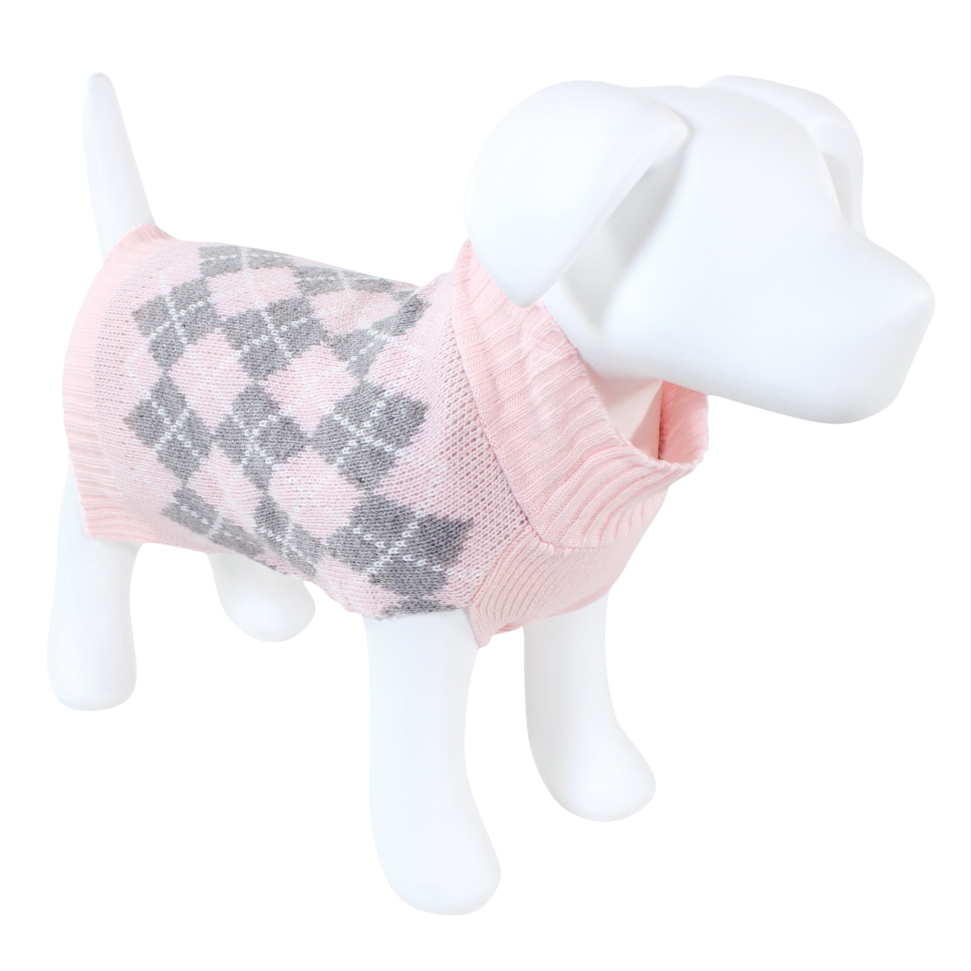 Cozy Pet Sweater, Rosy Diamond Lattice