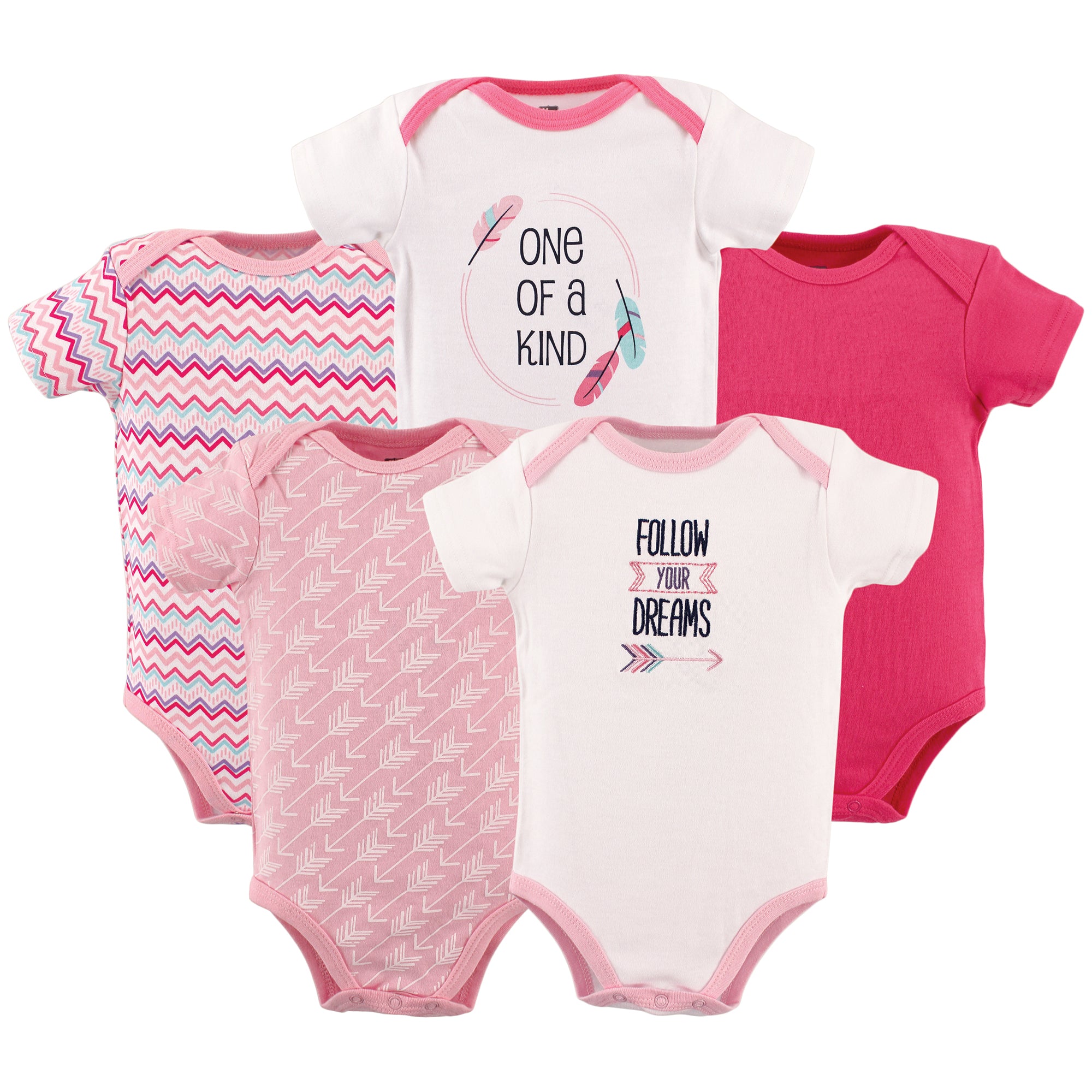 Girls Essentials Bodysuits 5-Pack, Unique Rosebud